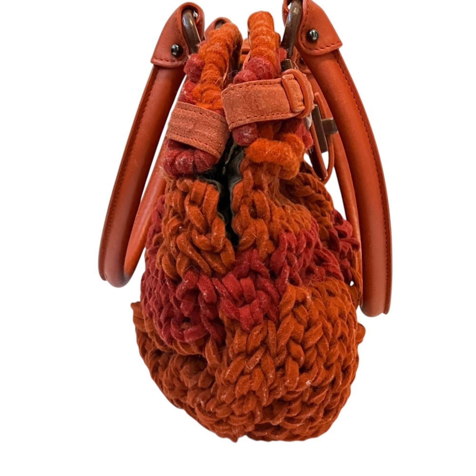Salvatore Ferragamo Orange Knit Handbag (Pre-Owned)