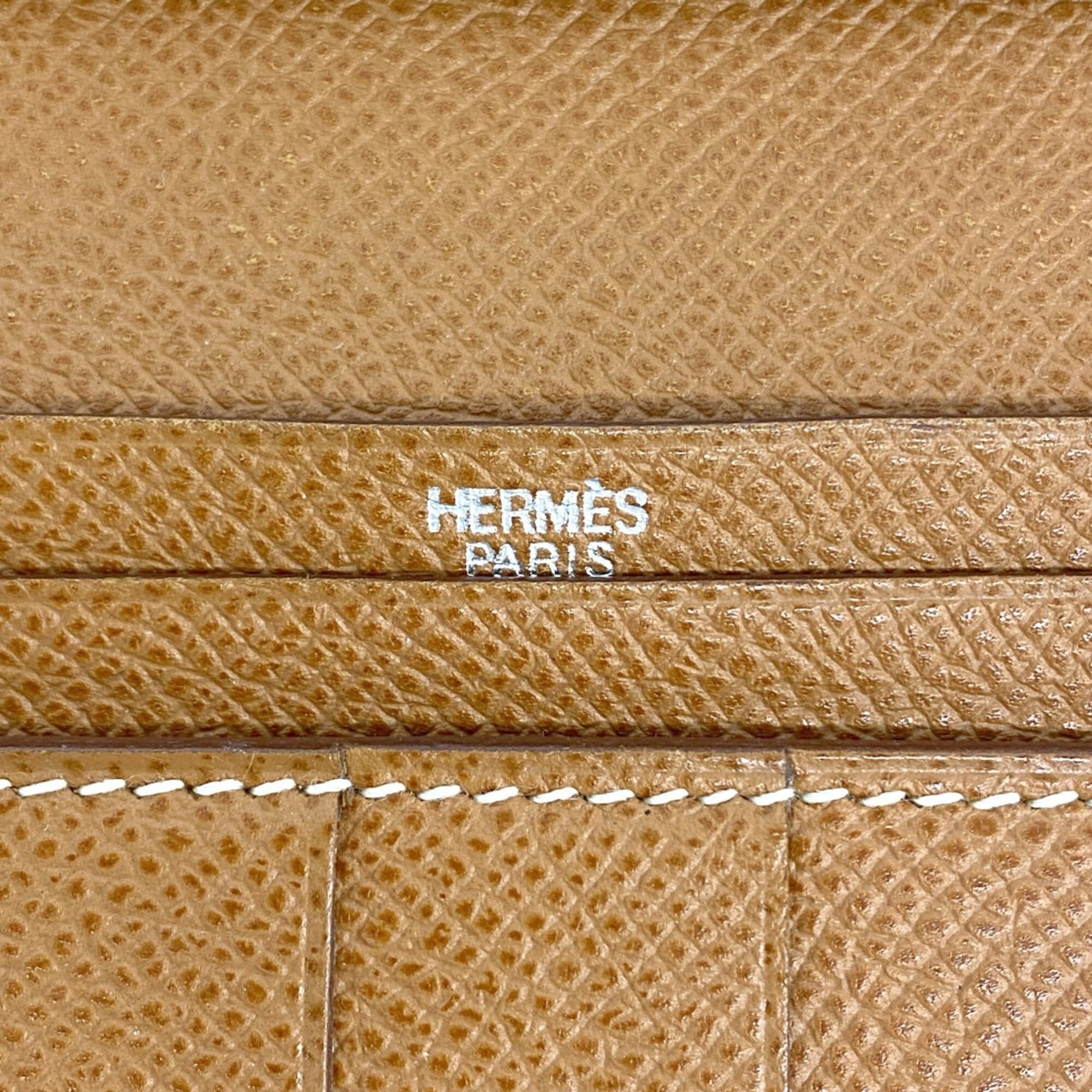 Hermes Gold Leather Long Wallet (Tri-Fold) (Pre-Owned)