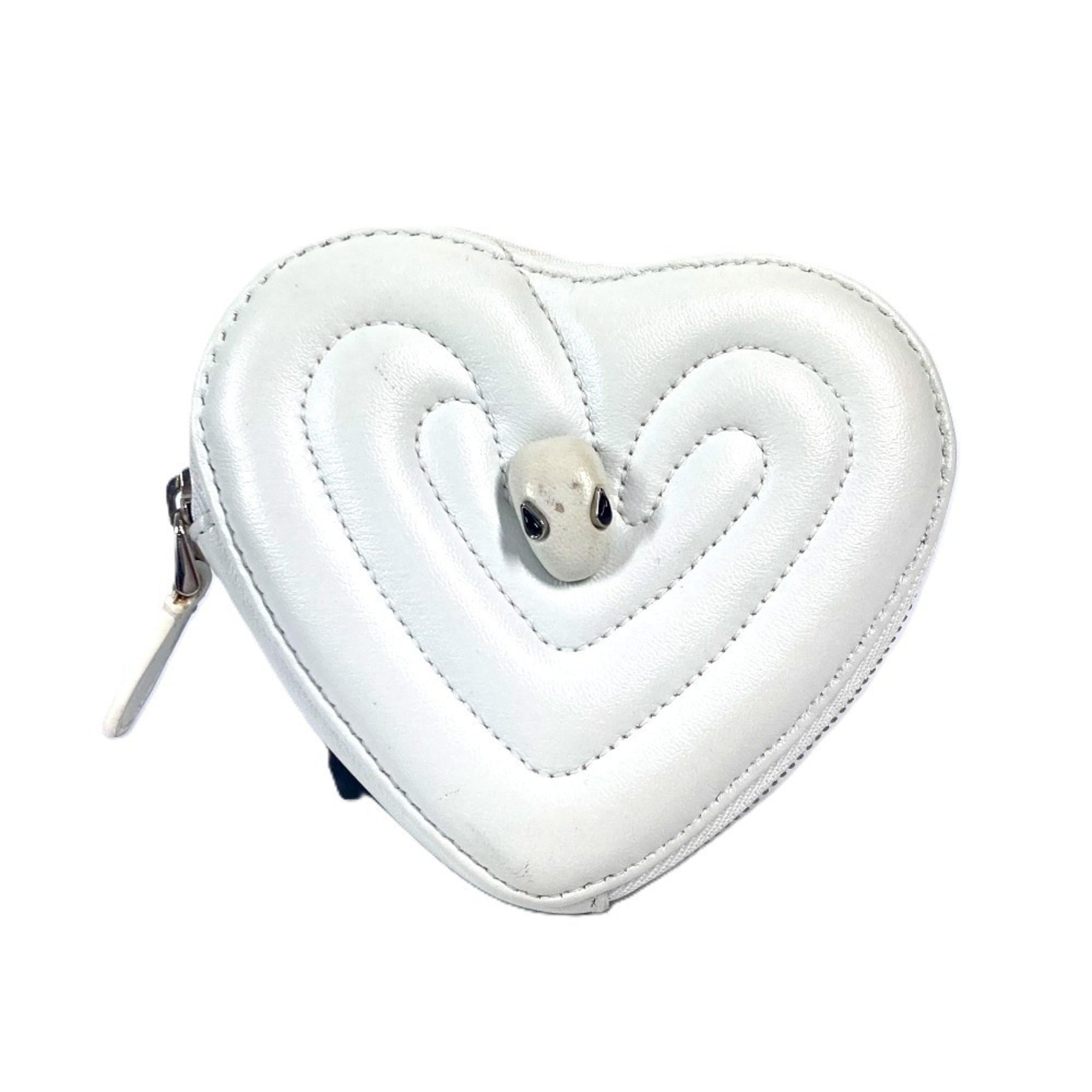 Bvlgari White Leather Coin Purse/Coin Case (Pre-Owned)