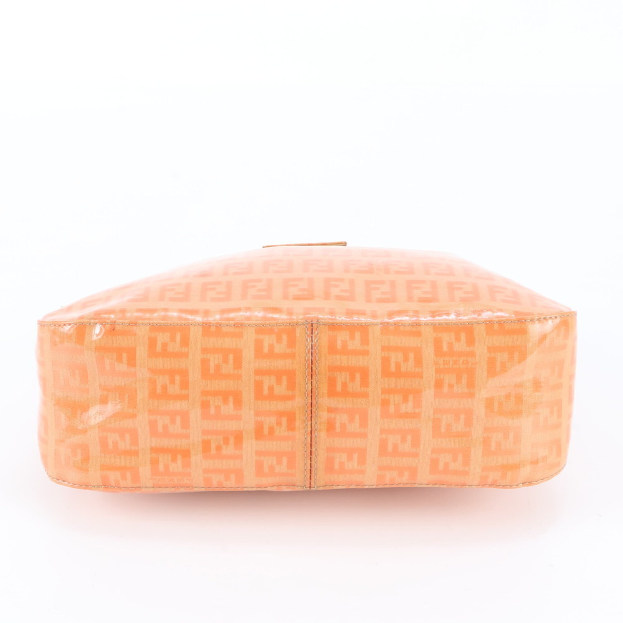Fendi Orange Leather Coated Canvas Handbag Shoulder Bag (Pre-Owned)