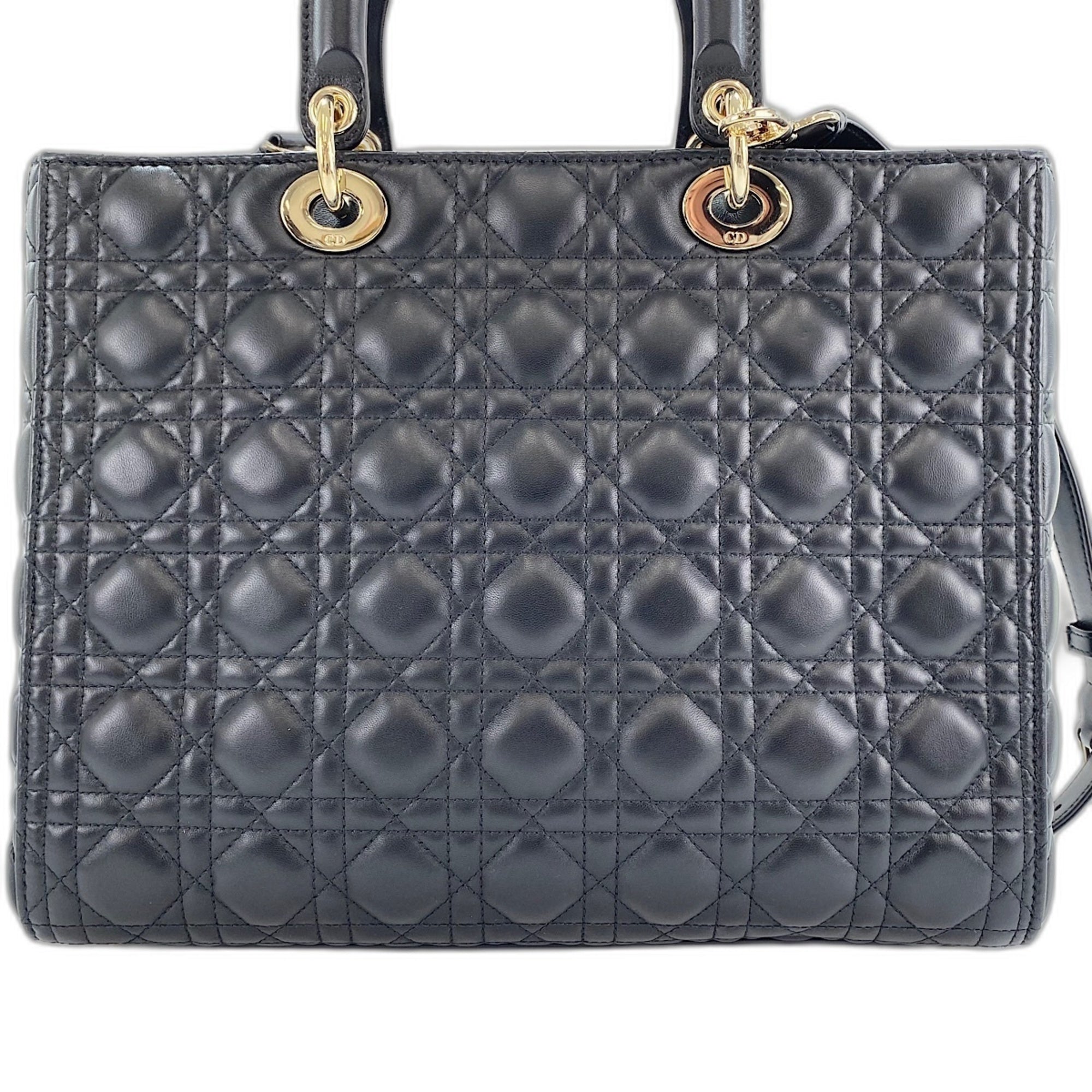Christian Dior Lady Dior Black Leather Handbag (Pre-Owned)