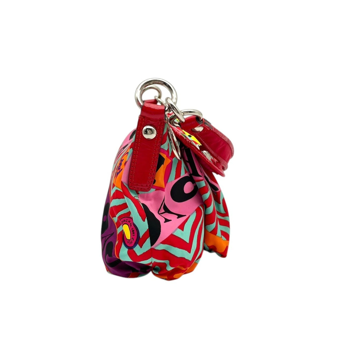 Coach Multi-Color Red Color Nylon Leather Shoulder Bag (Pre-Owned)