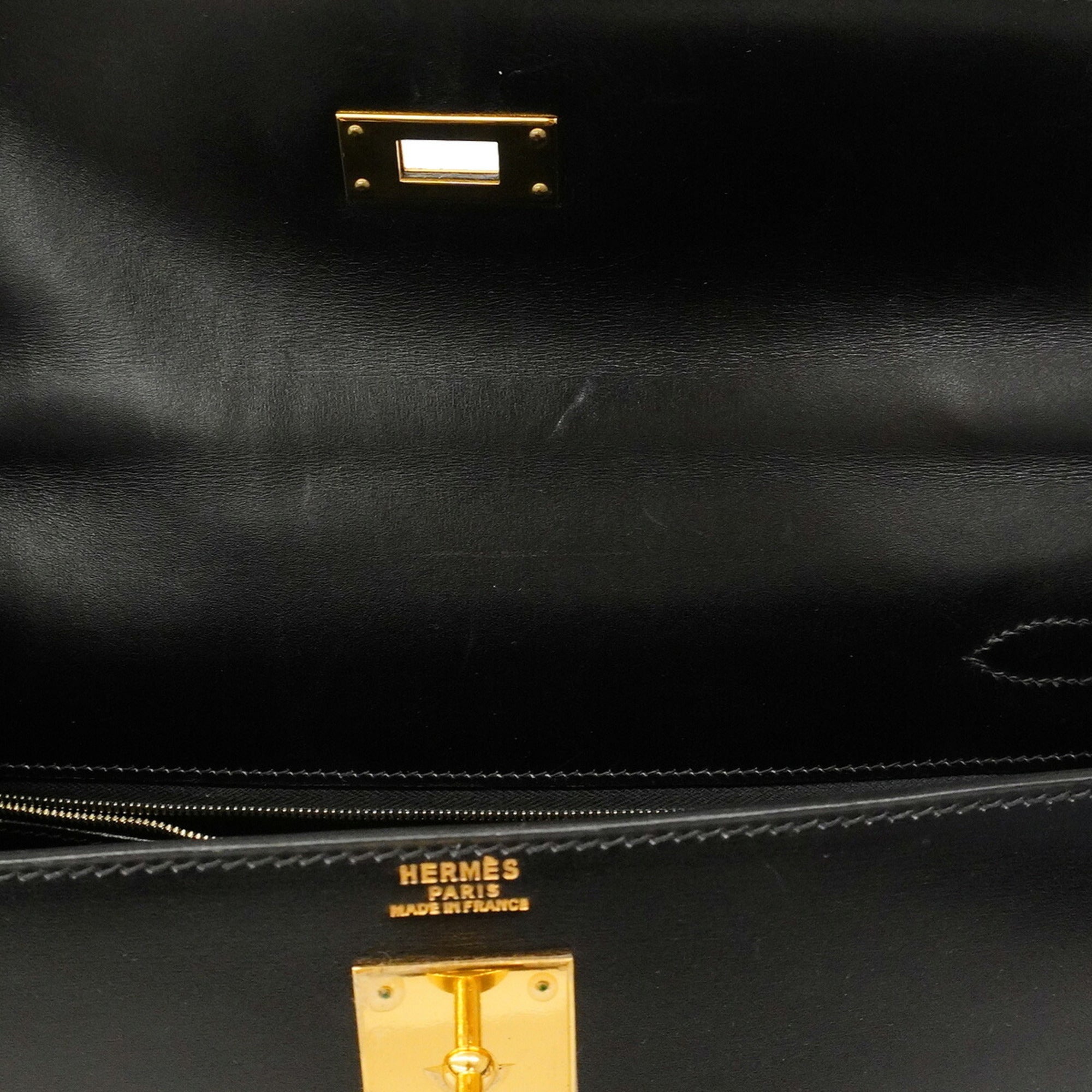 Hermes Black Box Calf Leather Handbag (Pre-Owned)