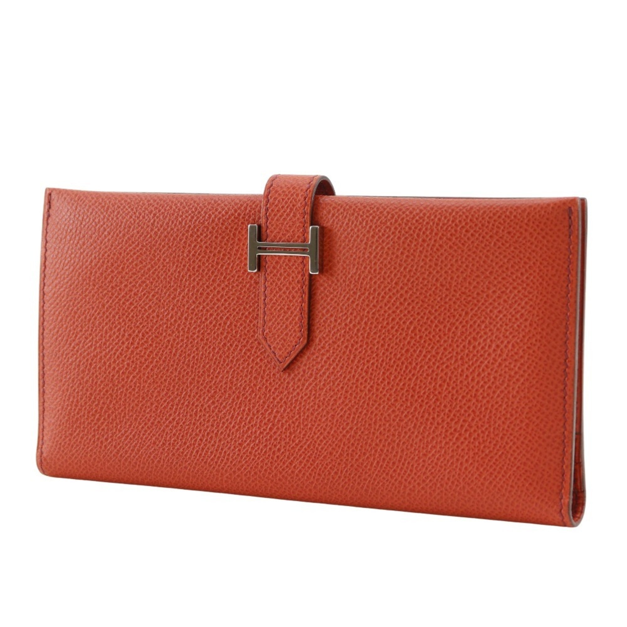 Hermes Orange Epsom Leather Long Wallet (Bi-Fold) (Pre-Owned)