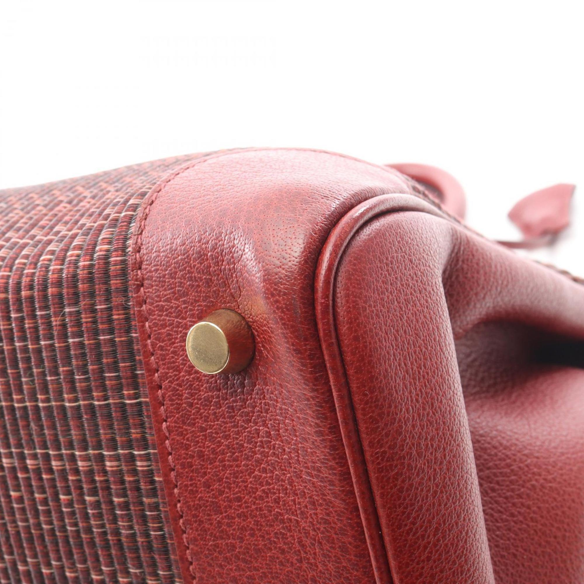 Hermes Bordeaux Rouge H Crinoline Buffle Skipper Leather Leather Handbag (Pre-Owned)