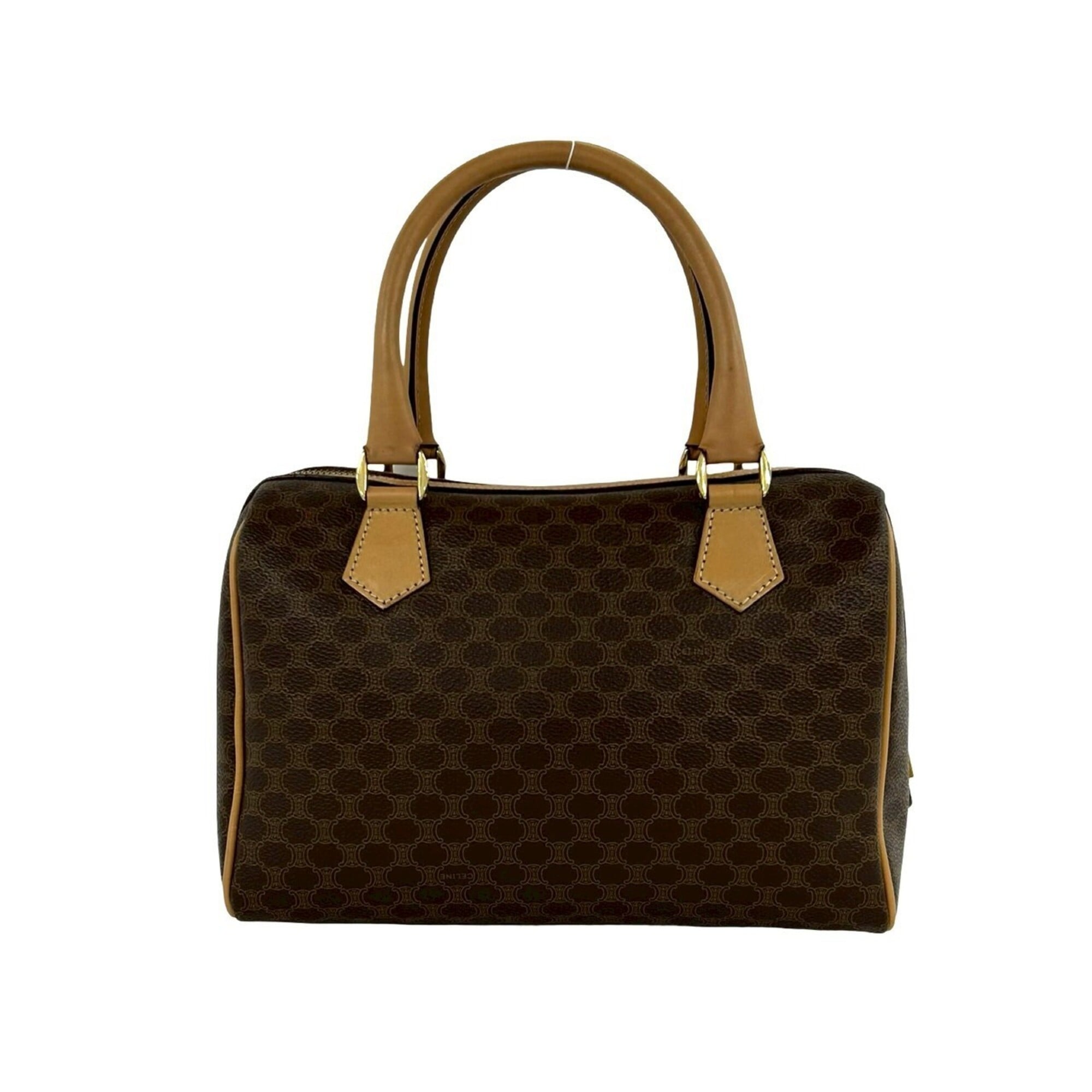 Celine Brown Leather Pvc Boston Bag Handbag (Pre-Owned)
