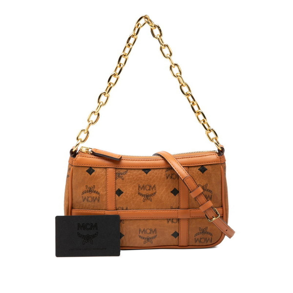 Mcm Visetos Brown Pvc Leather Handbag Shoulder Bag (Pre-Owned)