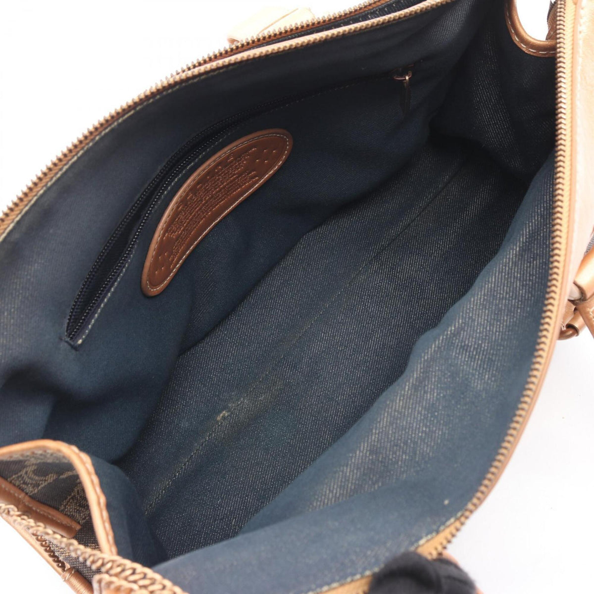 Celine Blue Brown Canvas Leather Handbag (Pre-Owned)