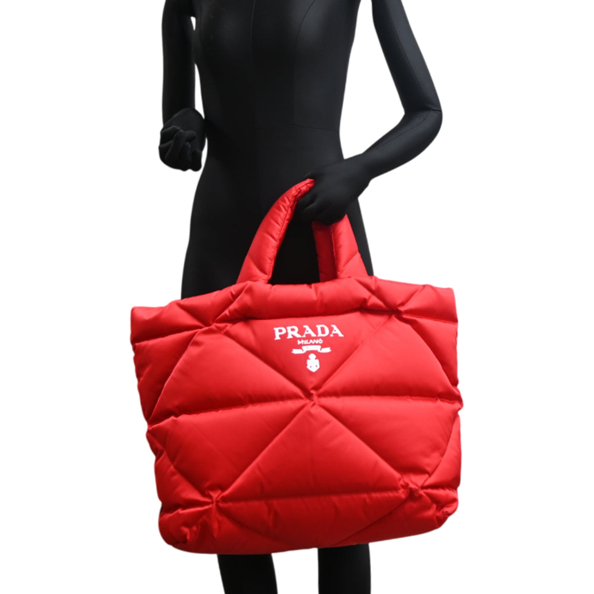 Prada Red Color Nylon Tote Bag (Pre-Owned)