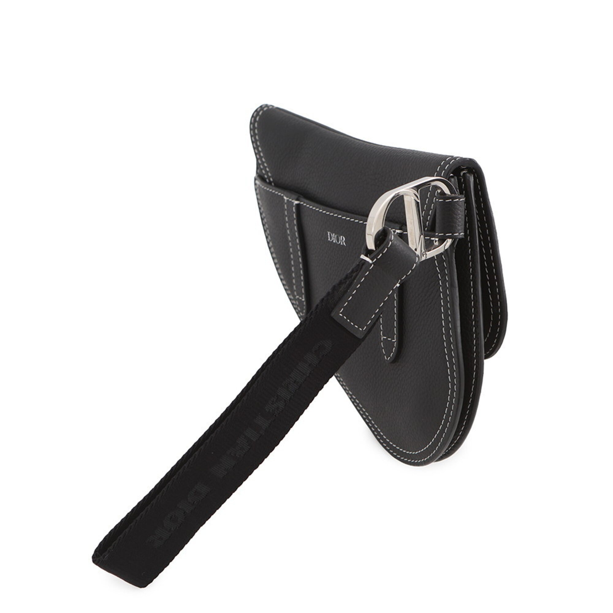 Christian Dior Black Leather Clutch Bag Handbag Saddle Bag (Pre-Owned)