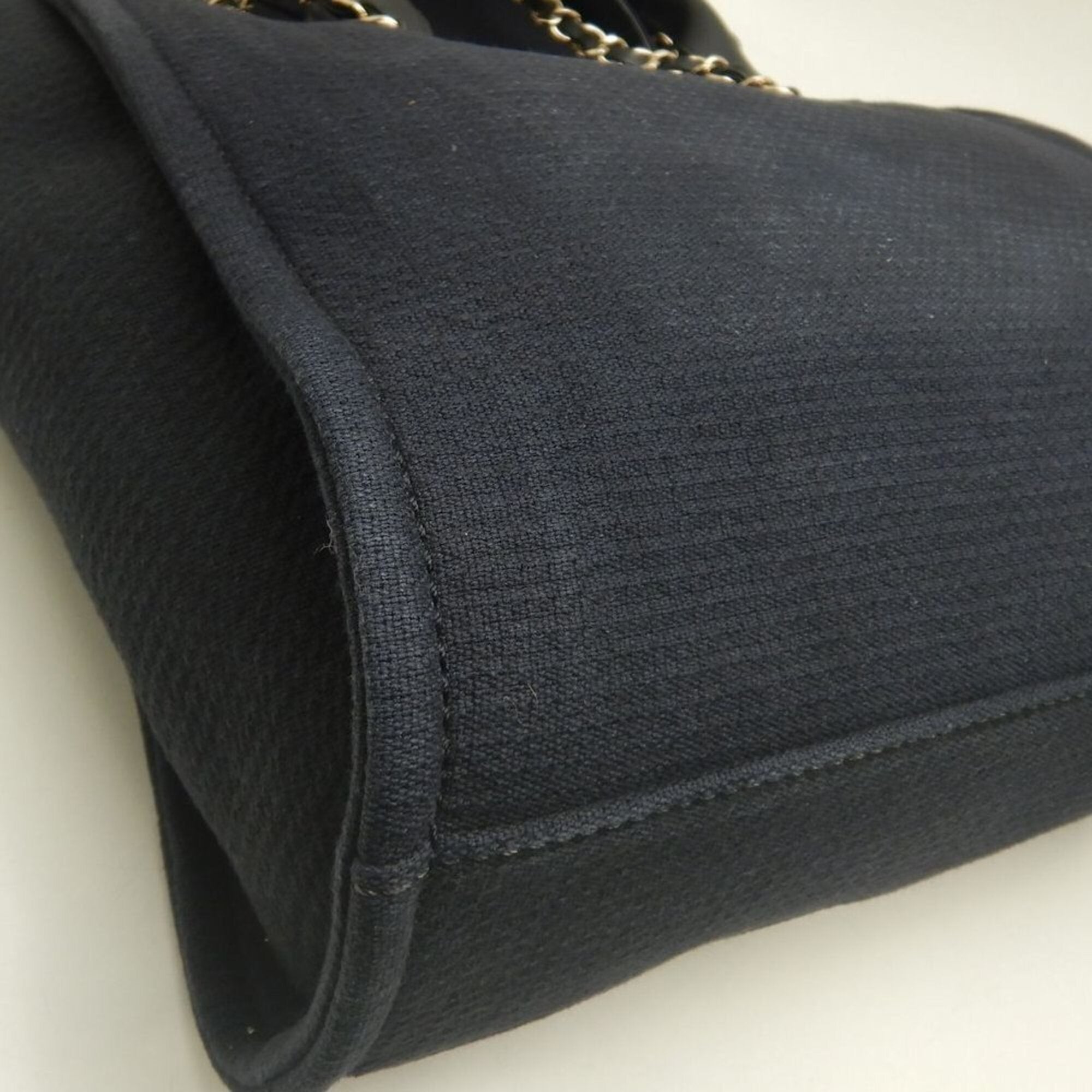Chanel Black Canvas Leather Tote Bag (Pre-Owned)