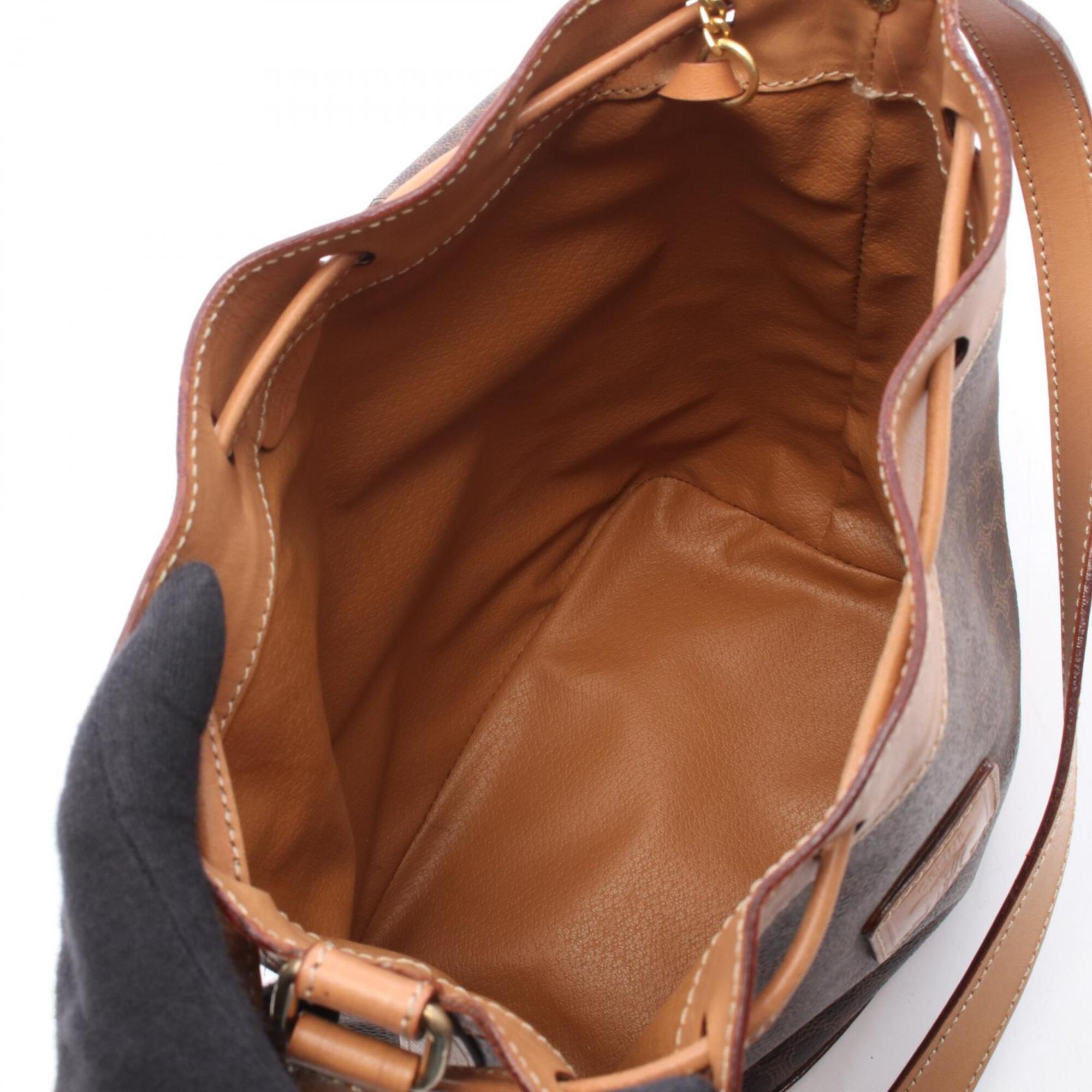Celine Brown Coated Canvas Leather Handbag Shoulder Bag (Pre-Owned)