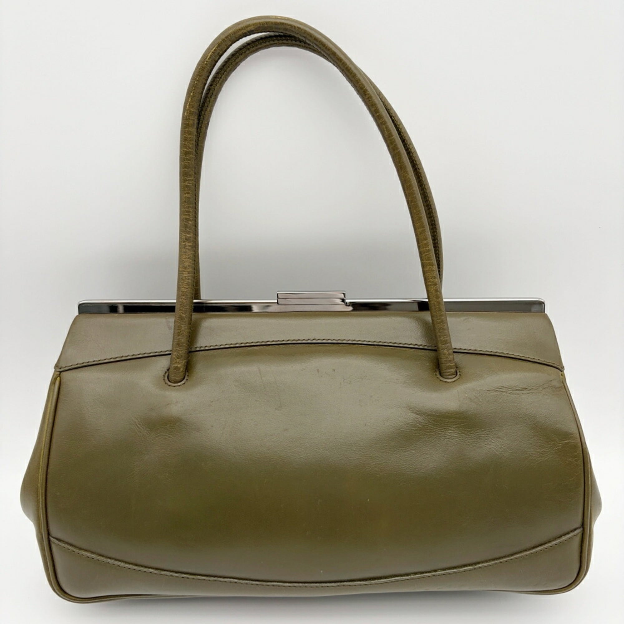 Gucci Green Khaki Olive Leather Handbag (Pre-Owned)