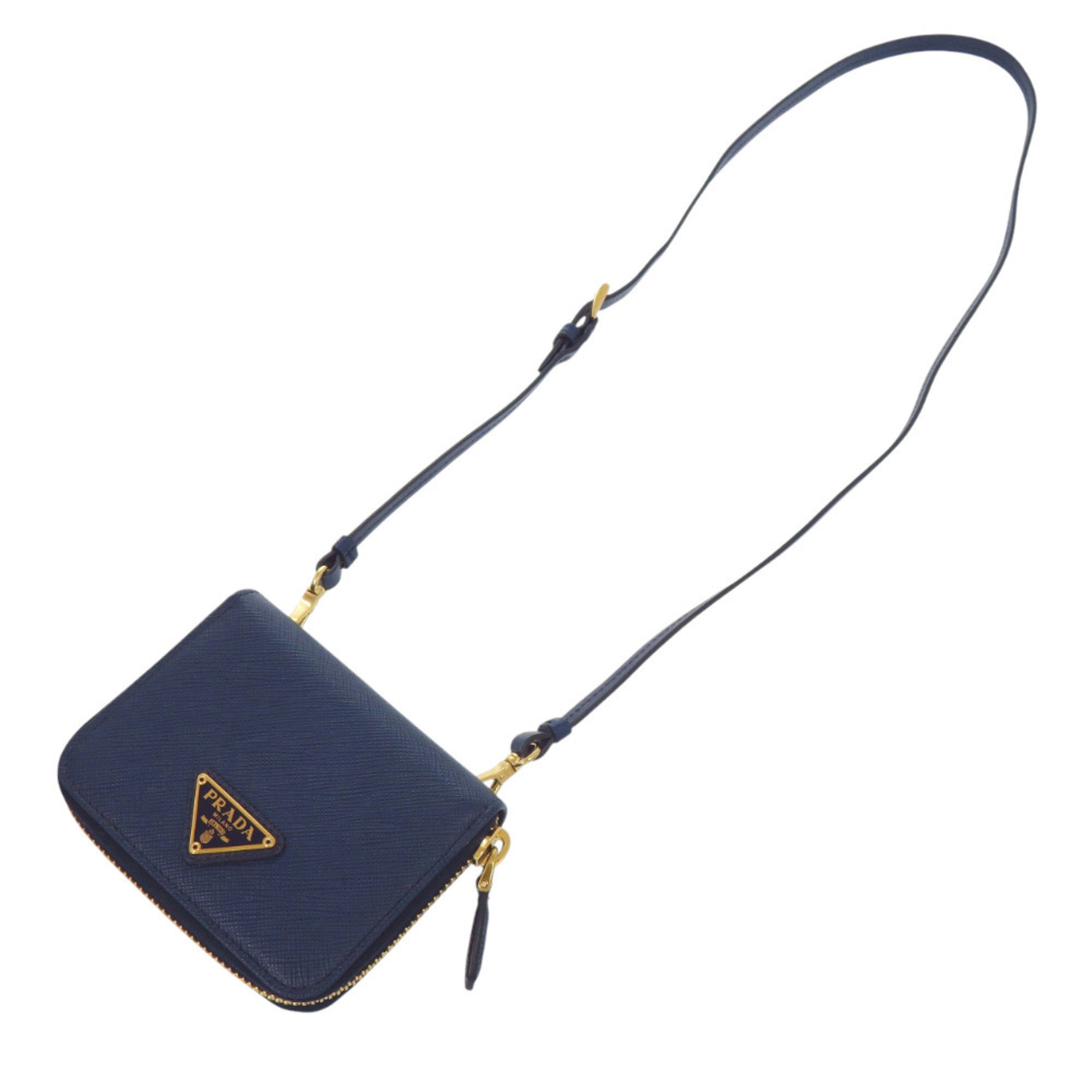 Prada Navy Leather Chain/Shoulder Wallet (Pre-Owned)