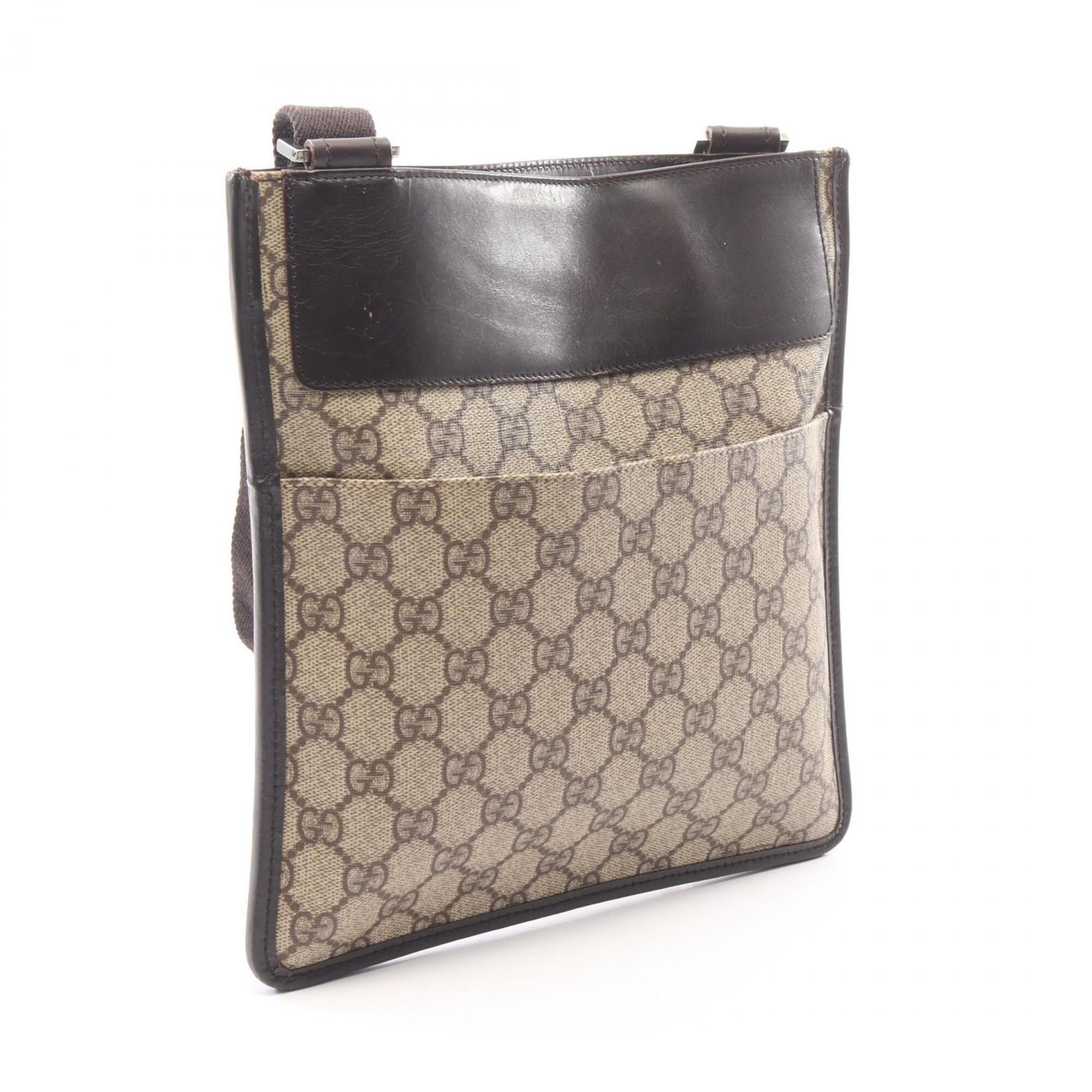 Gucci Beige Brown Pvc Coated Canvas Leather Shoulder Bag (Pre-Owned)