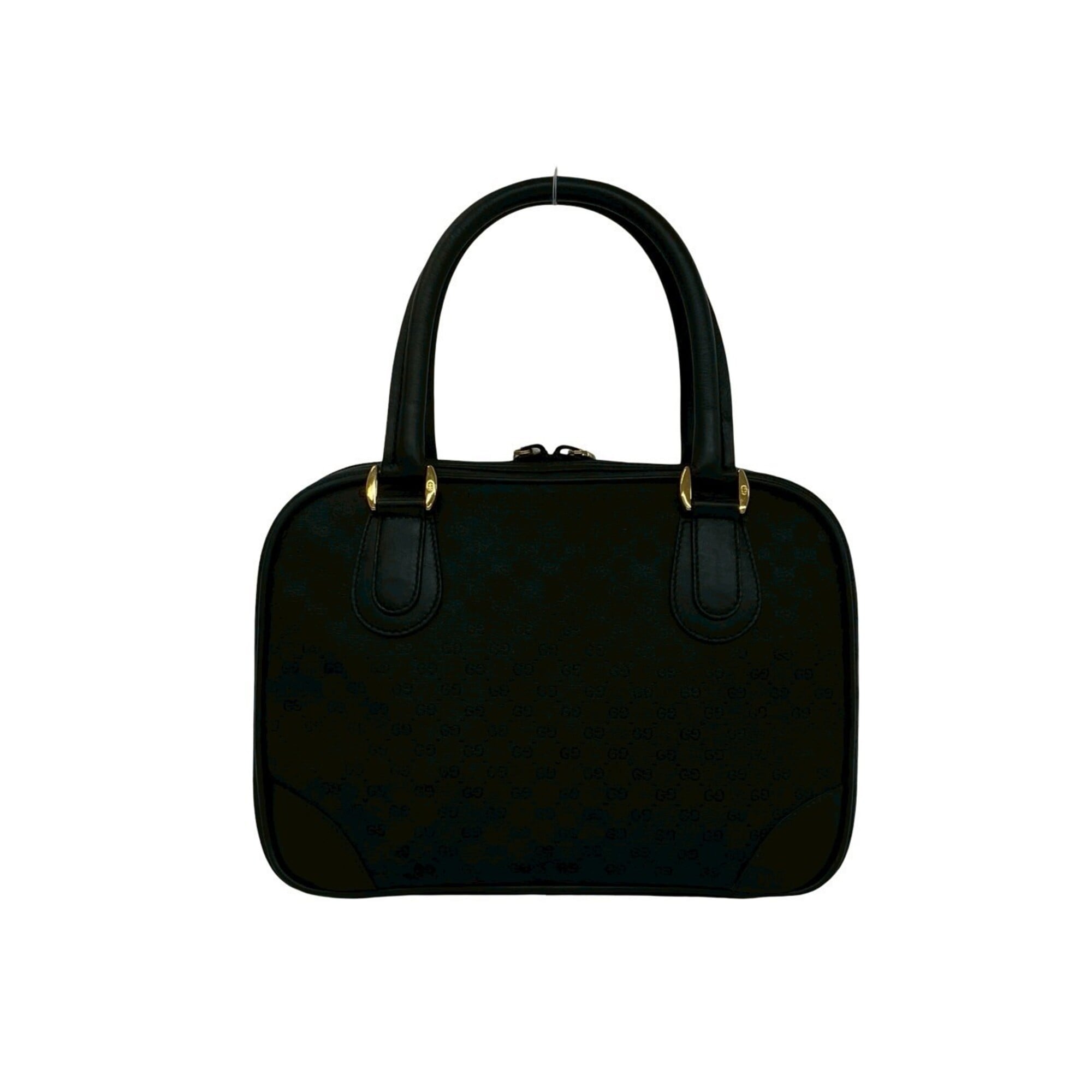 Gucci Black Canvas Leather Boston Bag Handbag (Pre-Owned)
