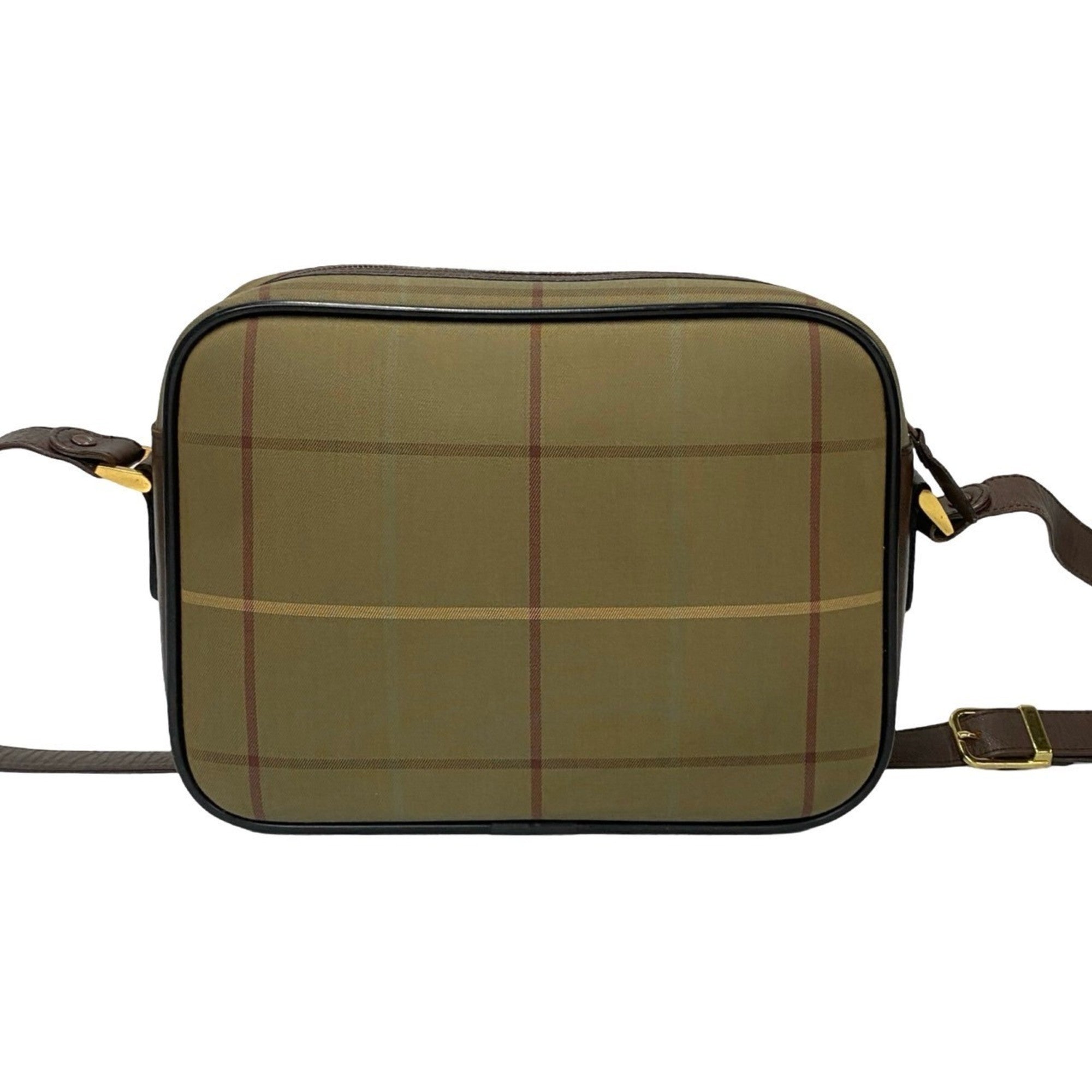 Burberry Brown Khaki Leather Canvas Pochette Shoulder Bag (Pre-Owned)
