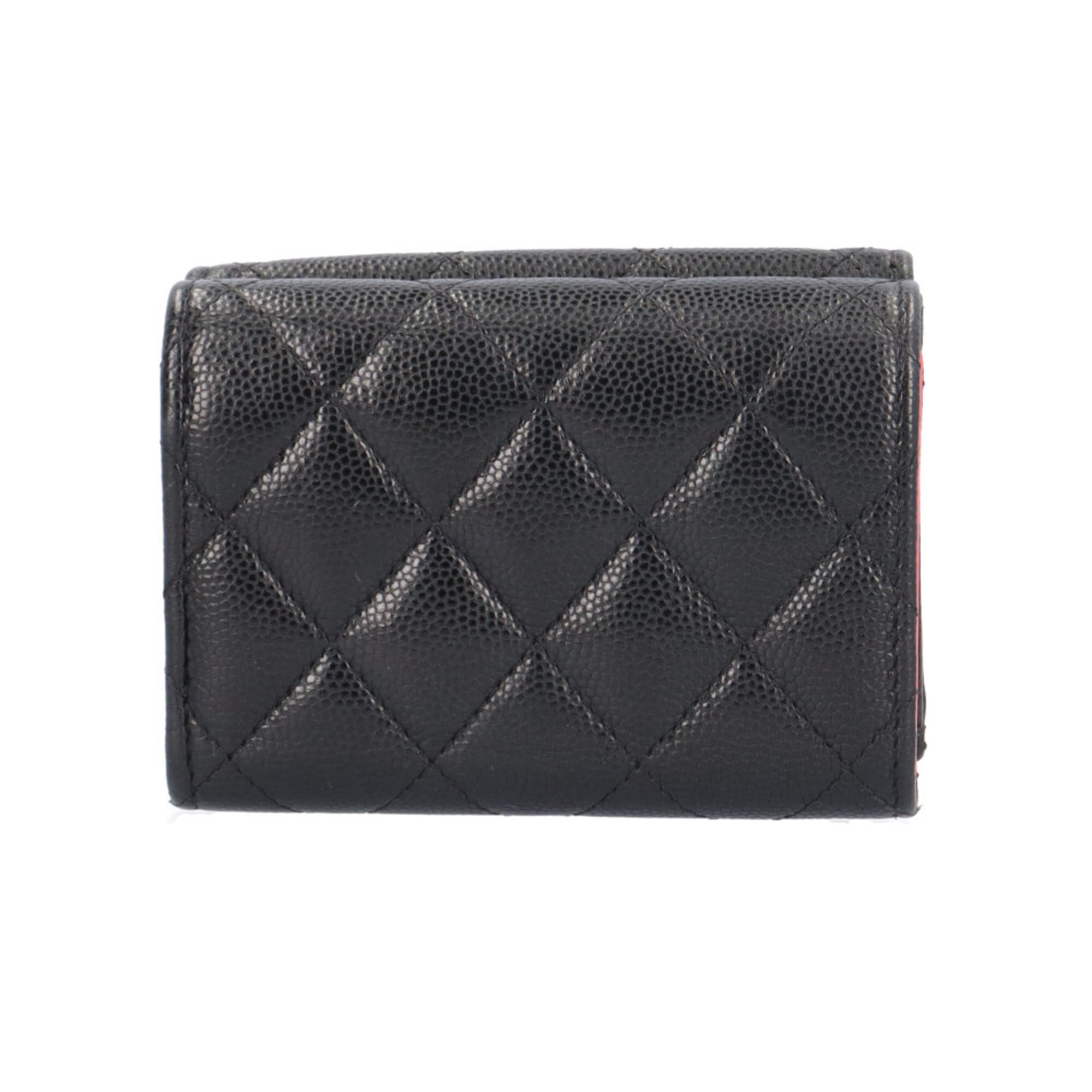 Chanel Black Grained Calfskin Wallet (Tri-Fold) (Pre-Owned)