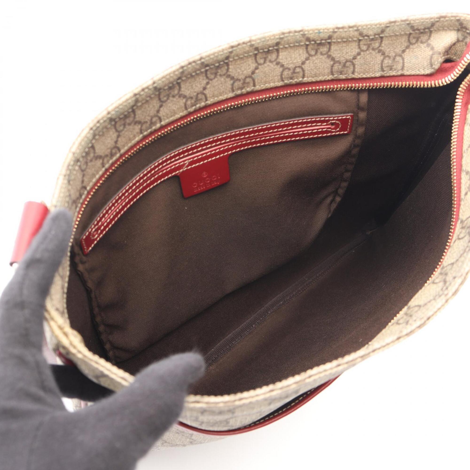 Gucci Beige Red Color Pvc Leather Handbag Shoulder Bag (Pre-Owned)