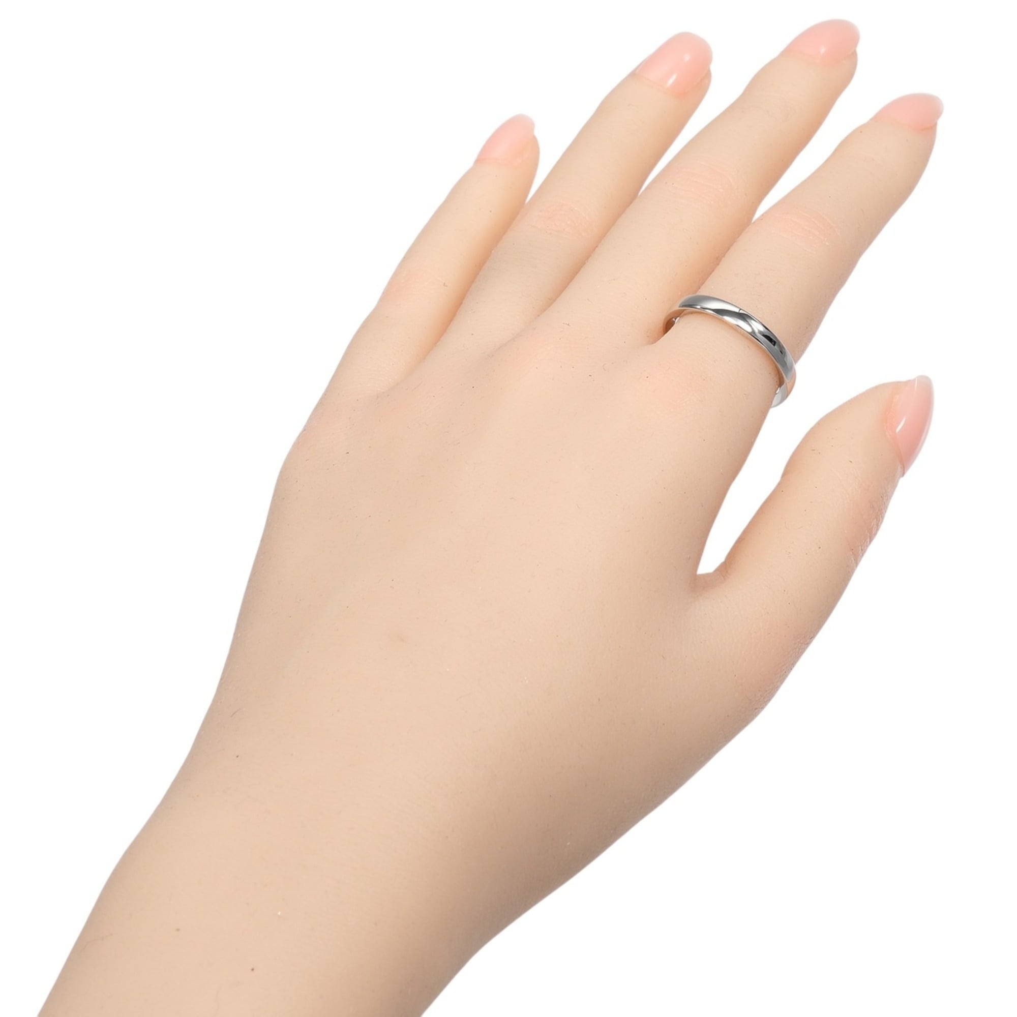 Chanel Silver Platinum 950 Band Ring (Pre-Owned)
