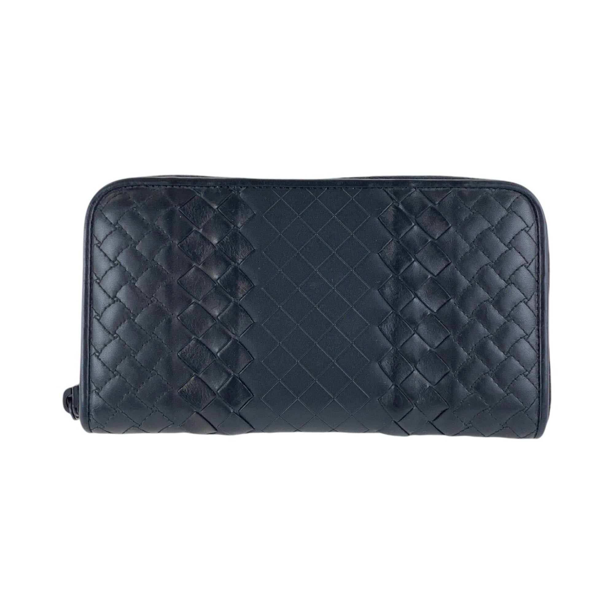 Bottega Veneta Black Leather Long Wallet (Bi-Fold) (Pre-Owned)