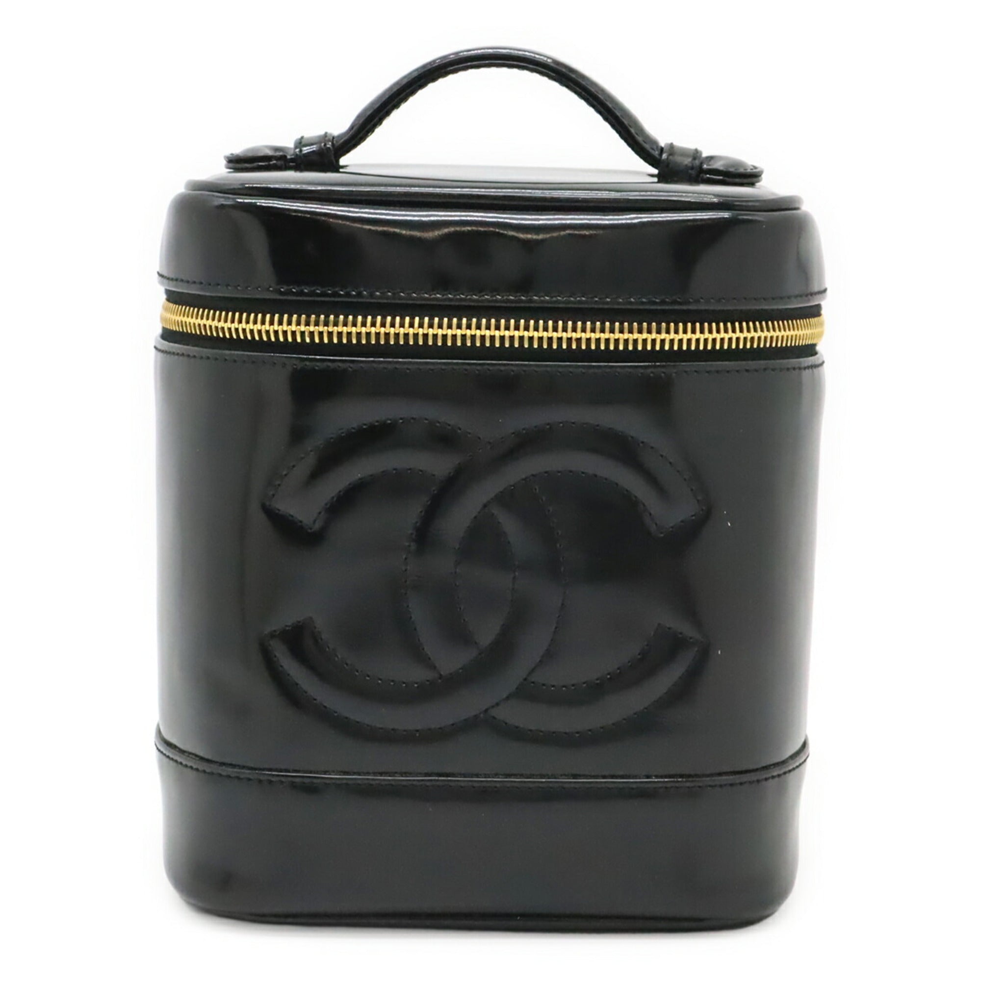 Chanel Black Leather Handbag Vanity Bag (Pre-Owned)