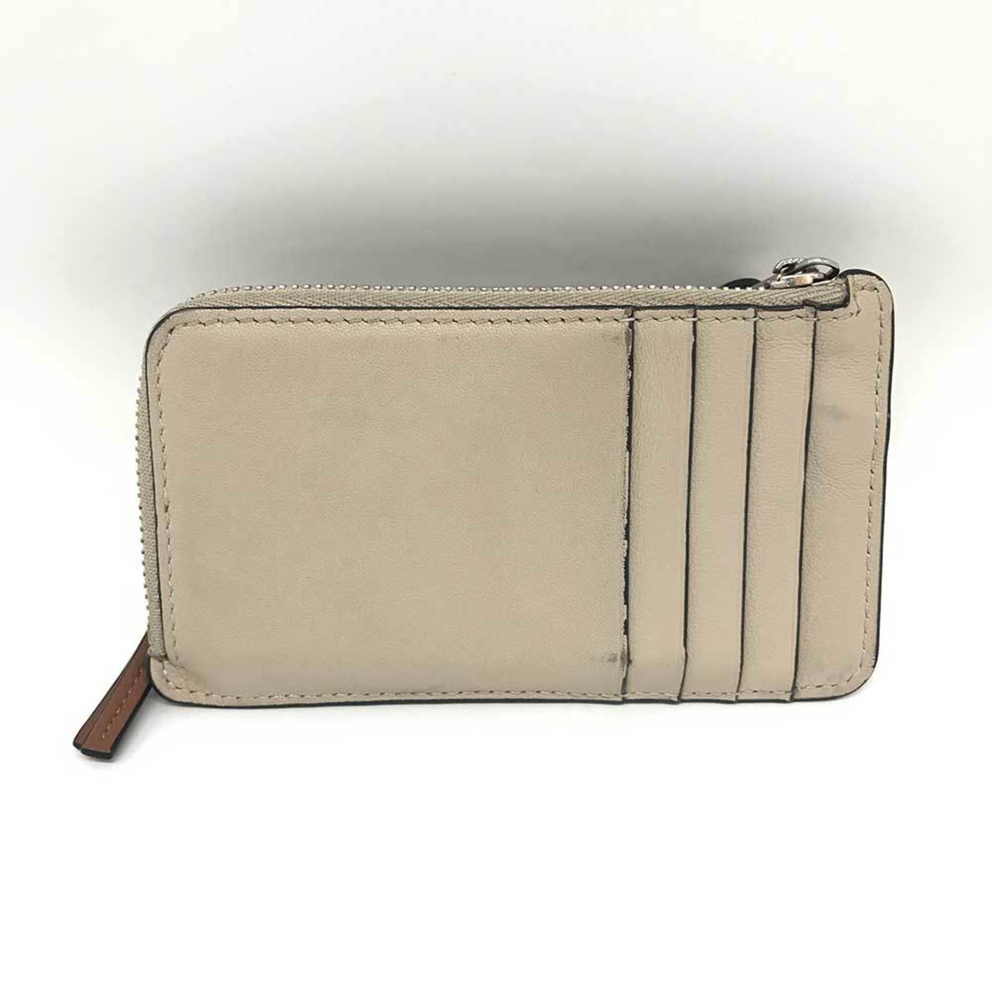 Loewe Beige Leather Coin Purse/Coin Case (Pre-Owned)