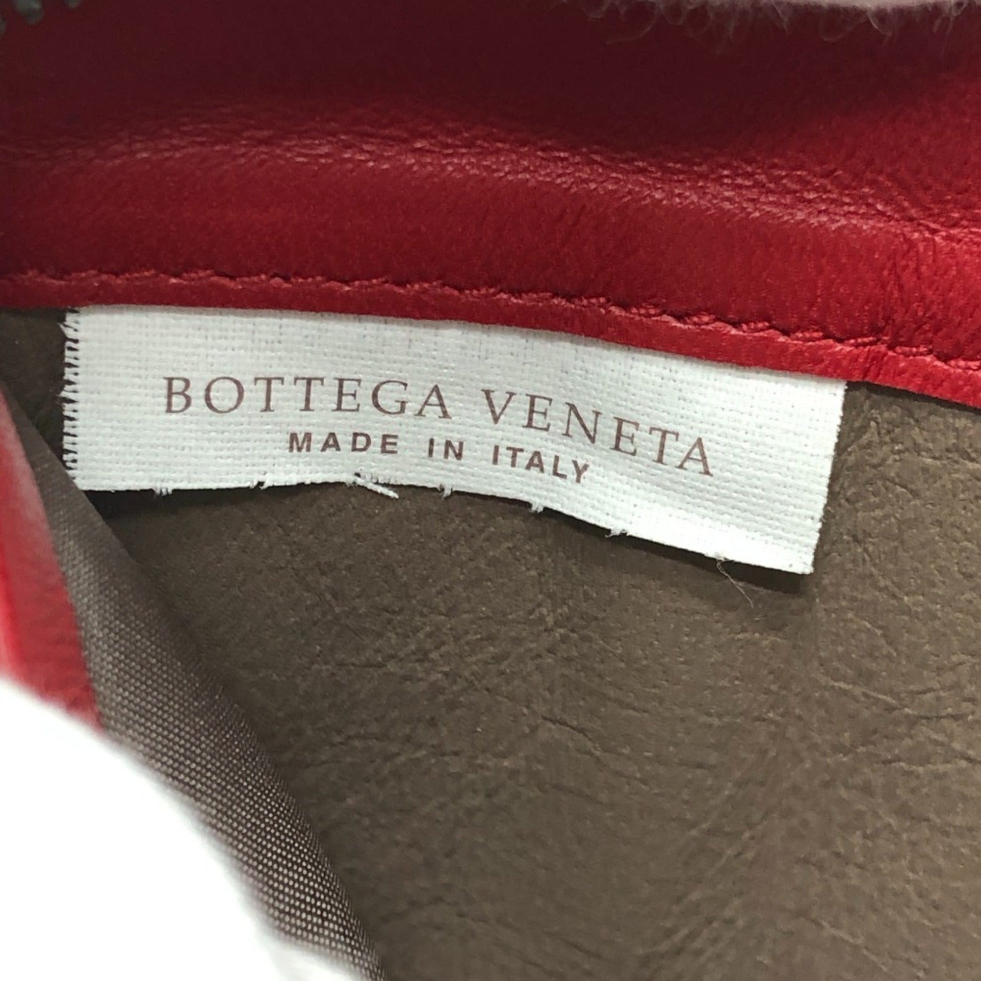 Bottega Veneta Intrecciato Red Color Leather Canvas Long Wallet (Bi-Fold) (Pre-Owned)