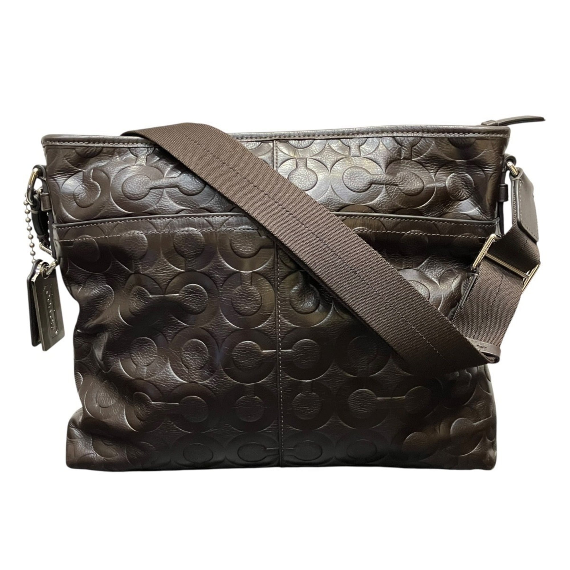 Coach Dark Brown Leather Messenger Bag Shoulder Bag (Pre-Owned)