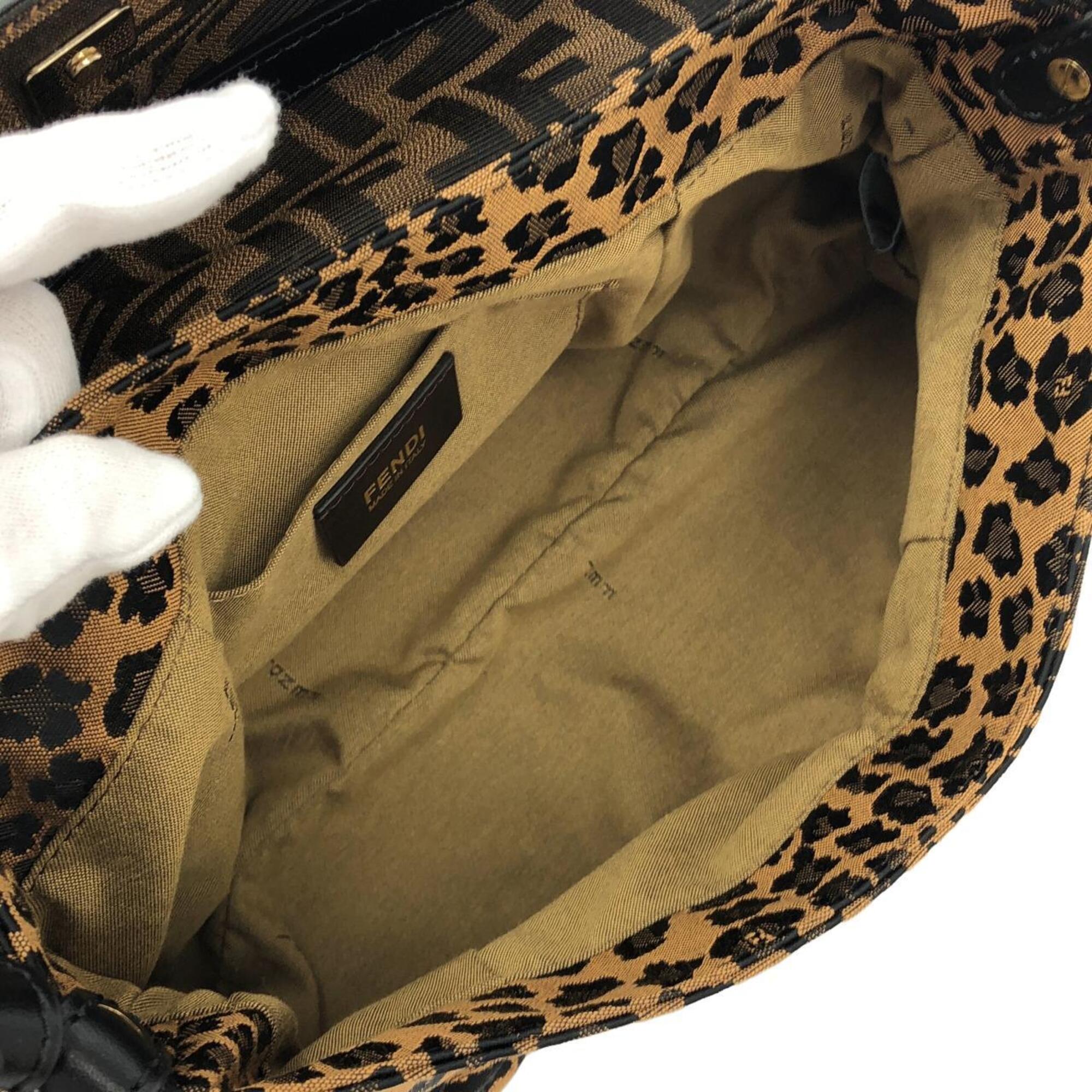Fendi Black Brown Canvas Shoulder Bag (Pre-Owned)