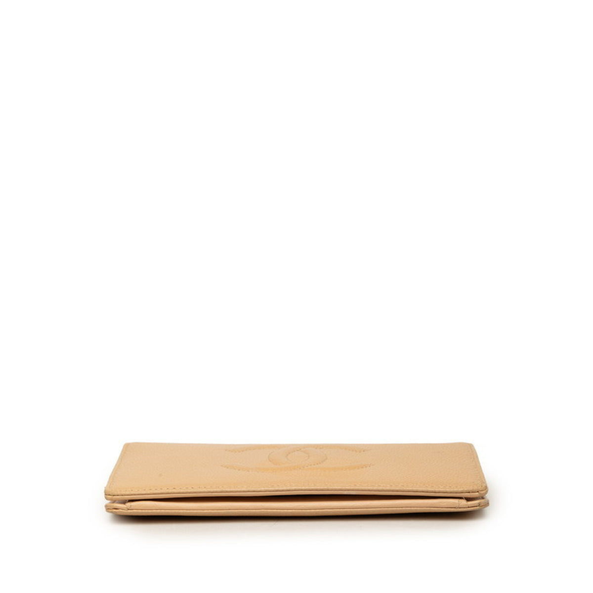 Chanel Beige Grained Calfskin Long Wallet (Bi-Fold) (Pre-Owned)