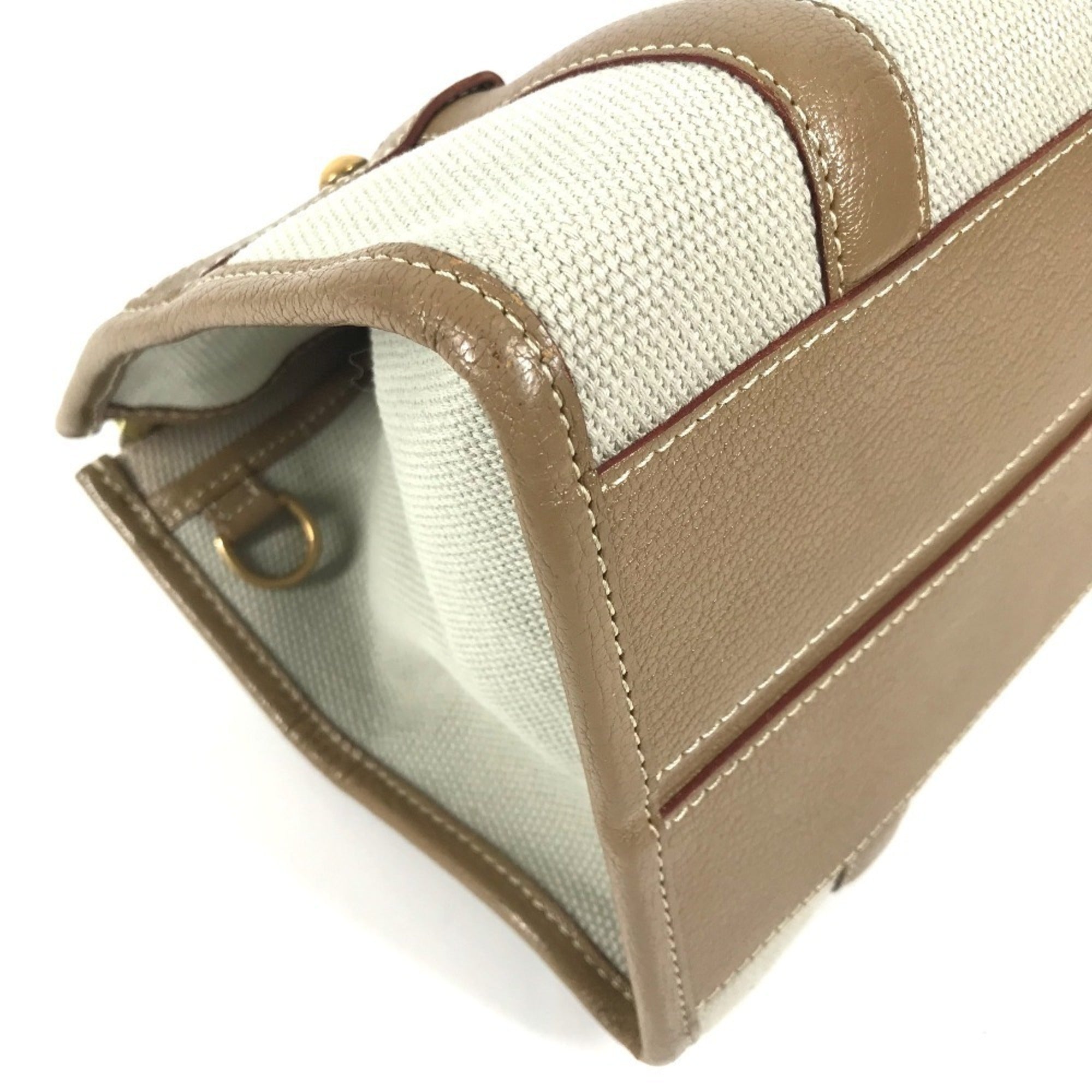 Louis Vuitton Beige Leather Canvas Handbag Tote Bag (Pre-Owned)