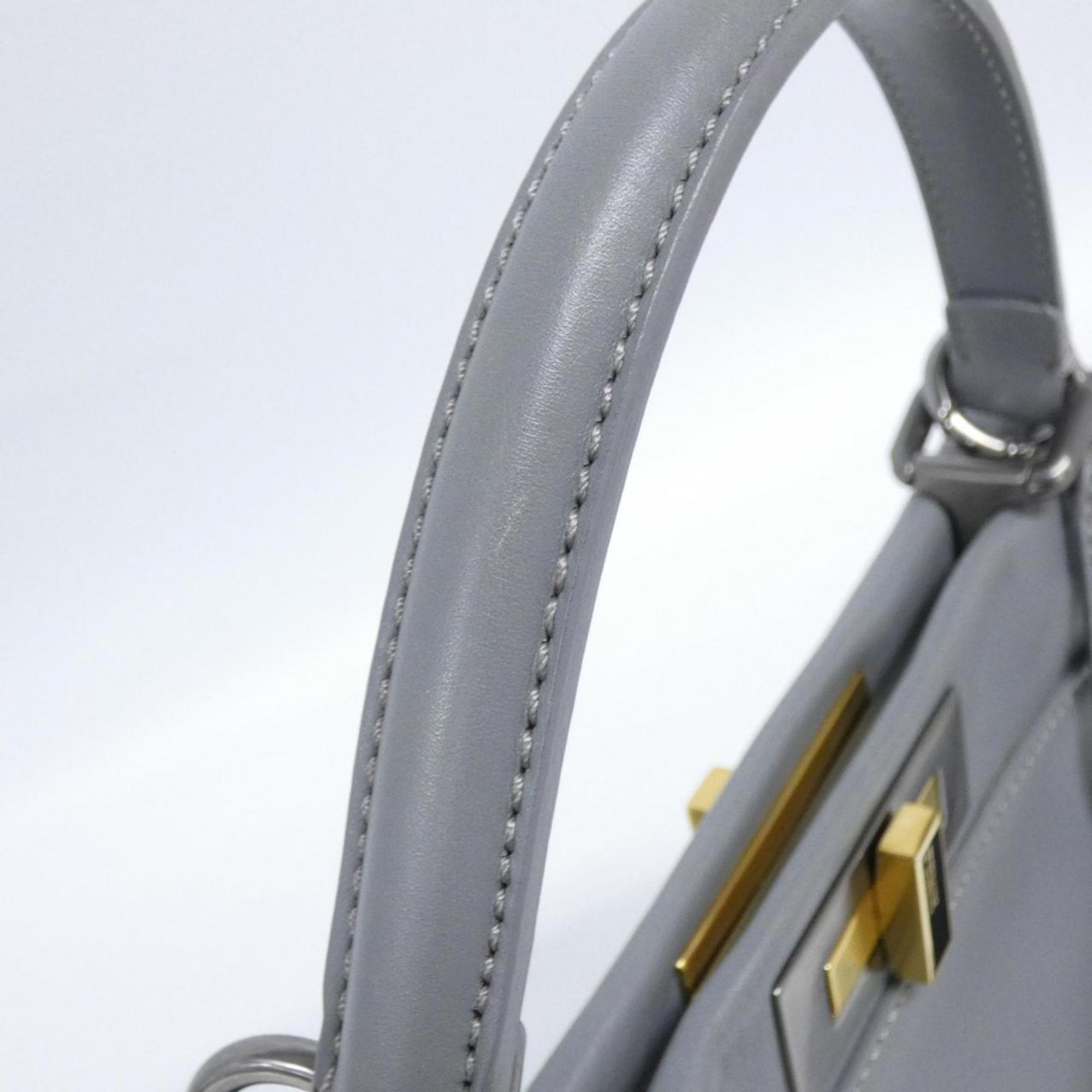 Fendi Gray Leather Handbag (Pre-Owned)