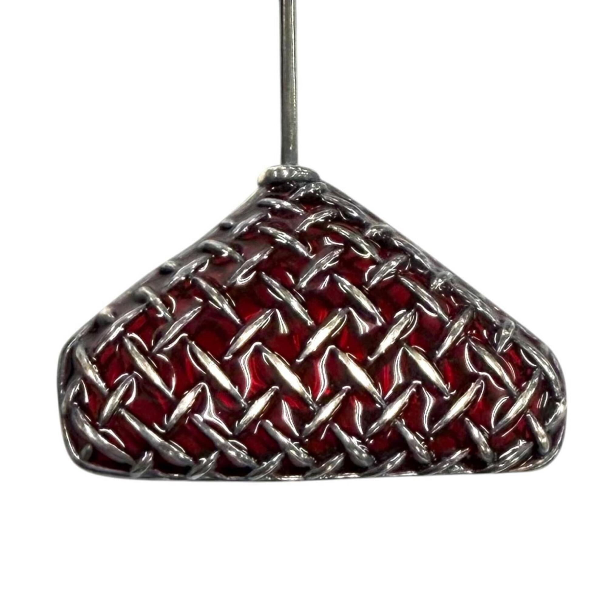 Bottega Veneta Silver Red Color Silver 925 Band Ring (Pre-Owned)