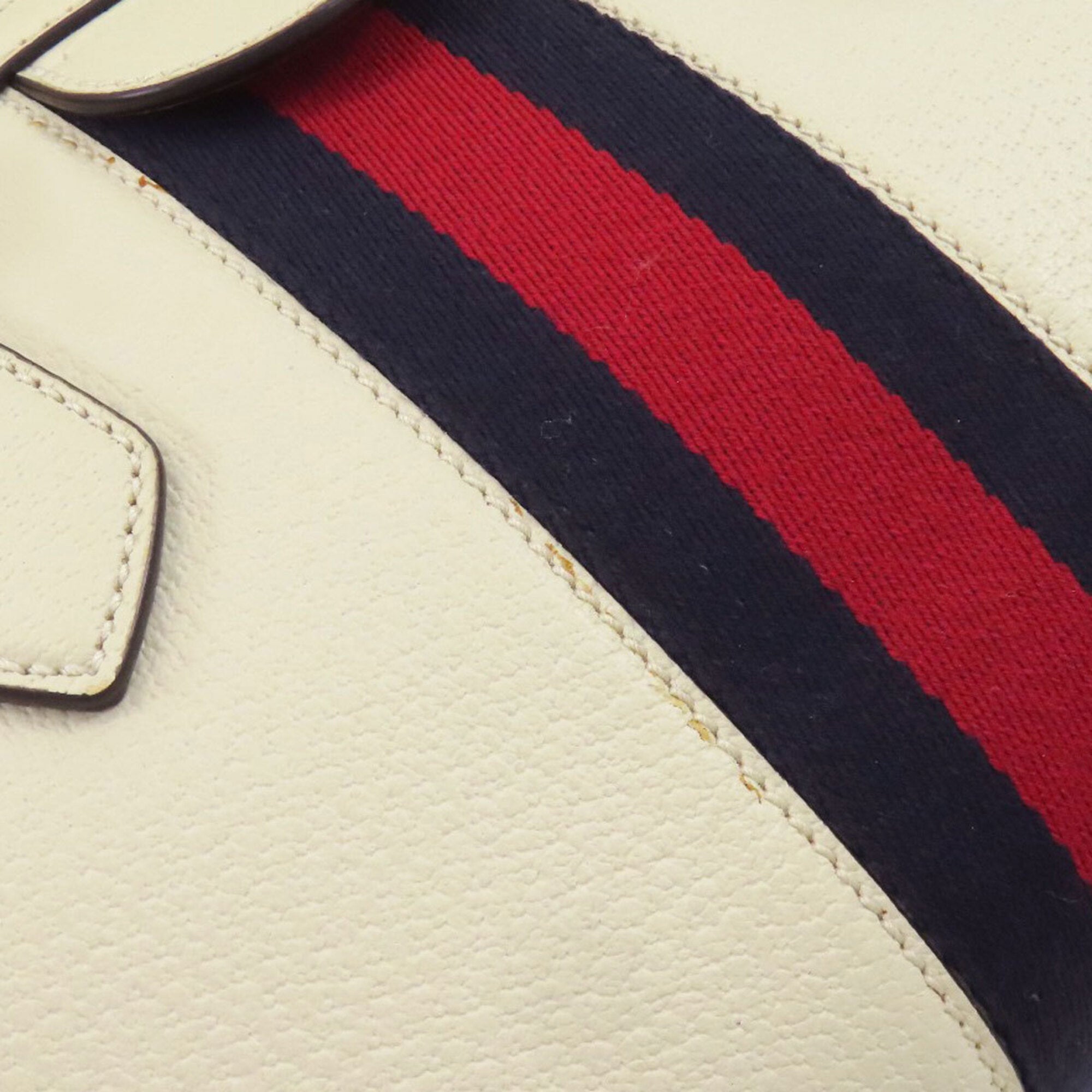 Gucci Navy Red Color White Leather Handbag (Pre-Owned)