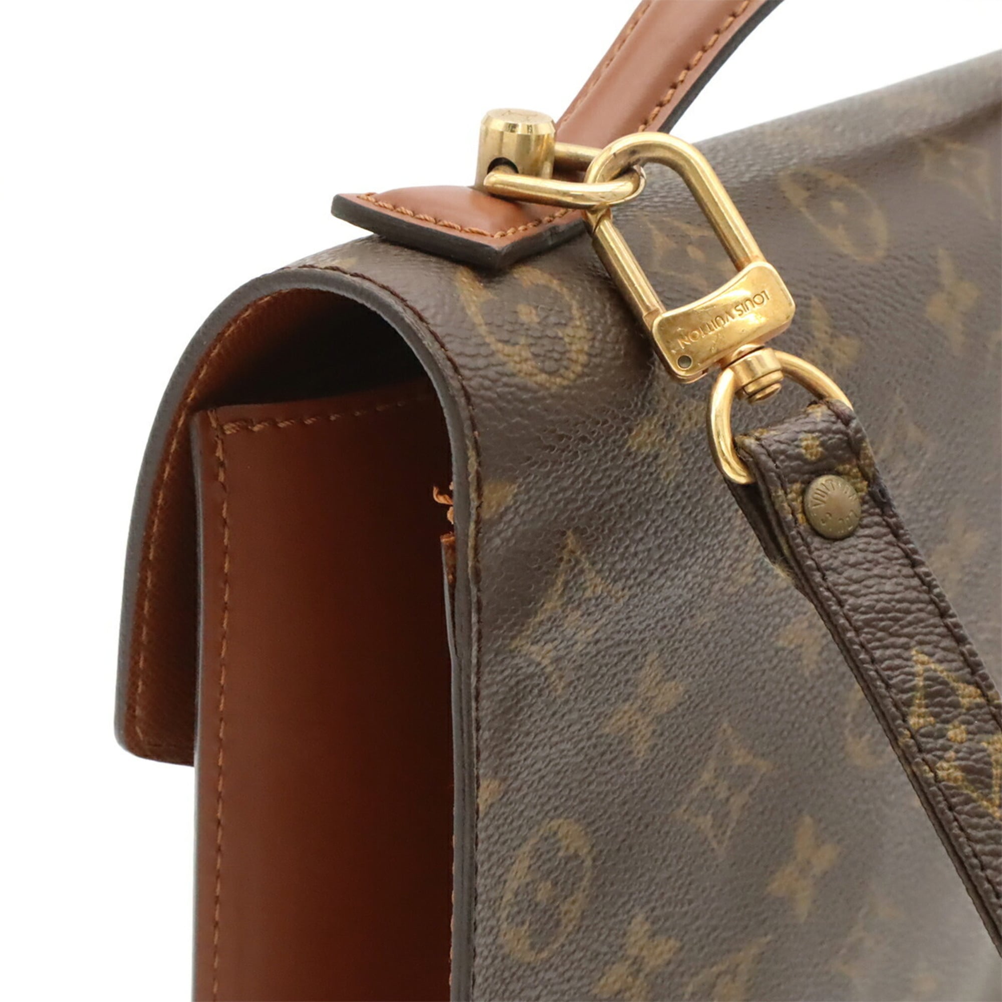 Louis Vuitton Brown Monogram Canvas Clutch Bag Handbag Shoulder Bag (Pre-Owned)