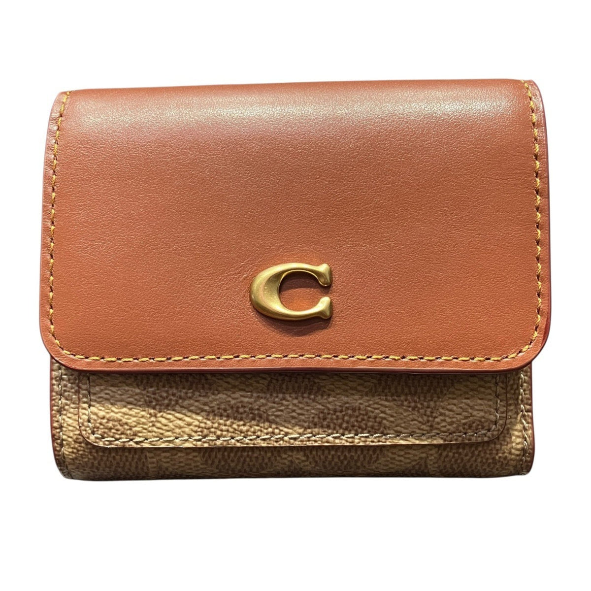 Coach Brown Pvc Leather Wallet (Tri-Fold) (Pre-Owned)