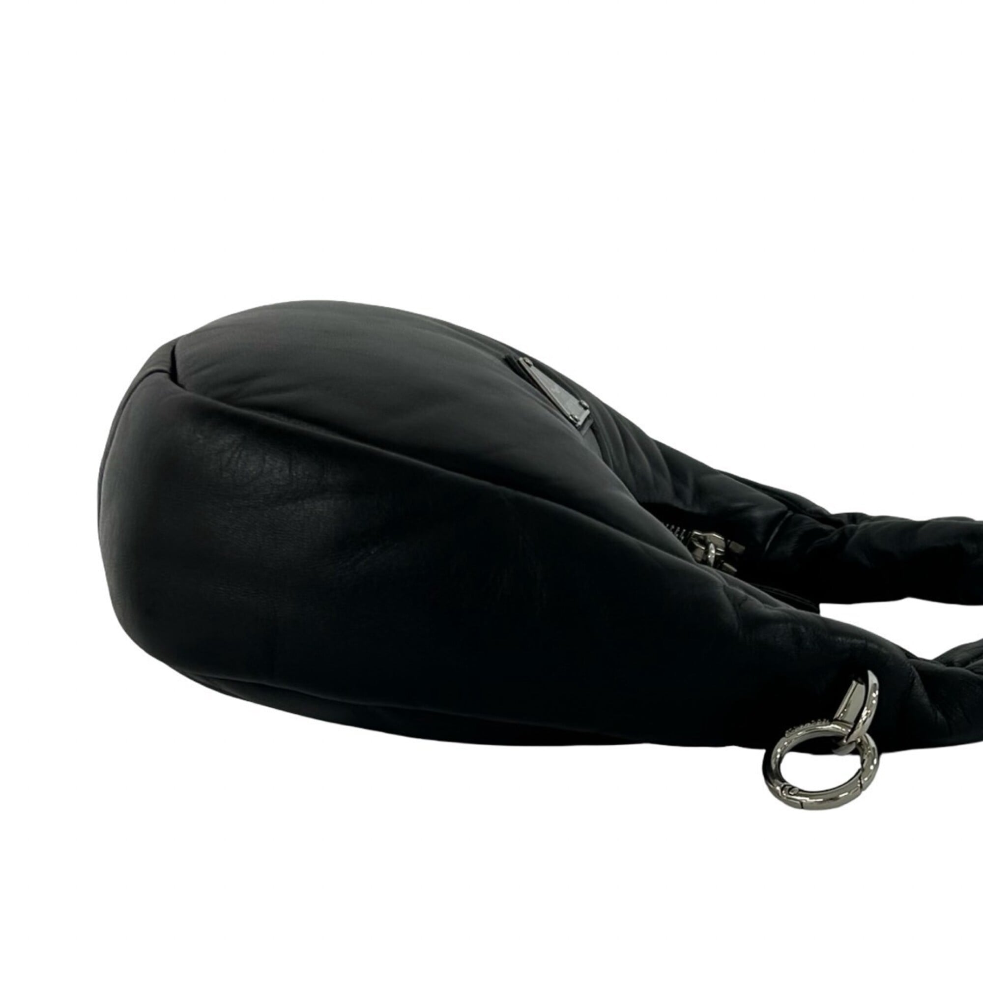 Prada Black Leather Handbag Pochette Shoulder Bag (Pre-Owned)
