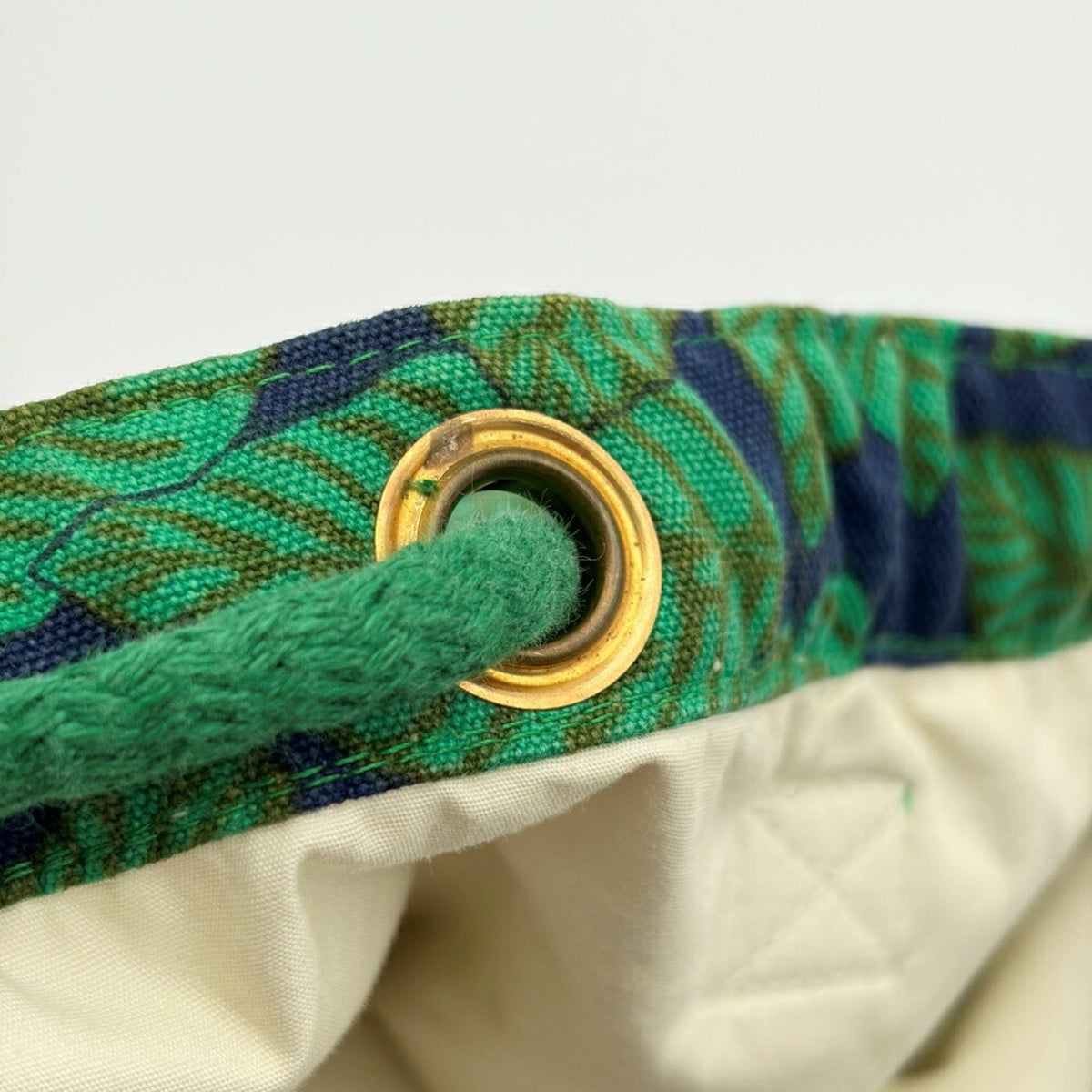 Hermes Blue Green Canvas Shoulder Bag (Pre-Owned)