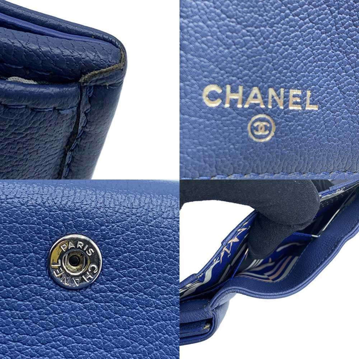 Chanel Navy Leather Wallet (Tri-Fold) (Pre-Owned)