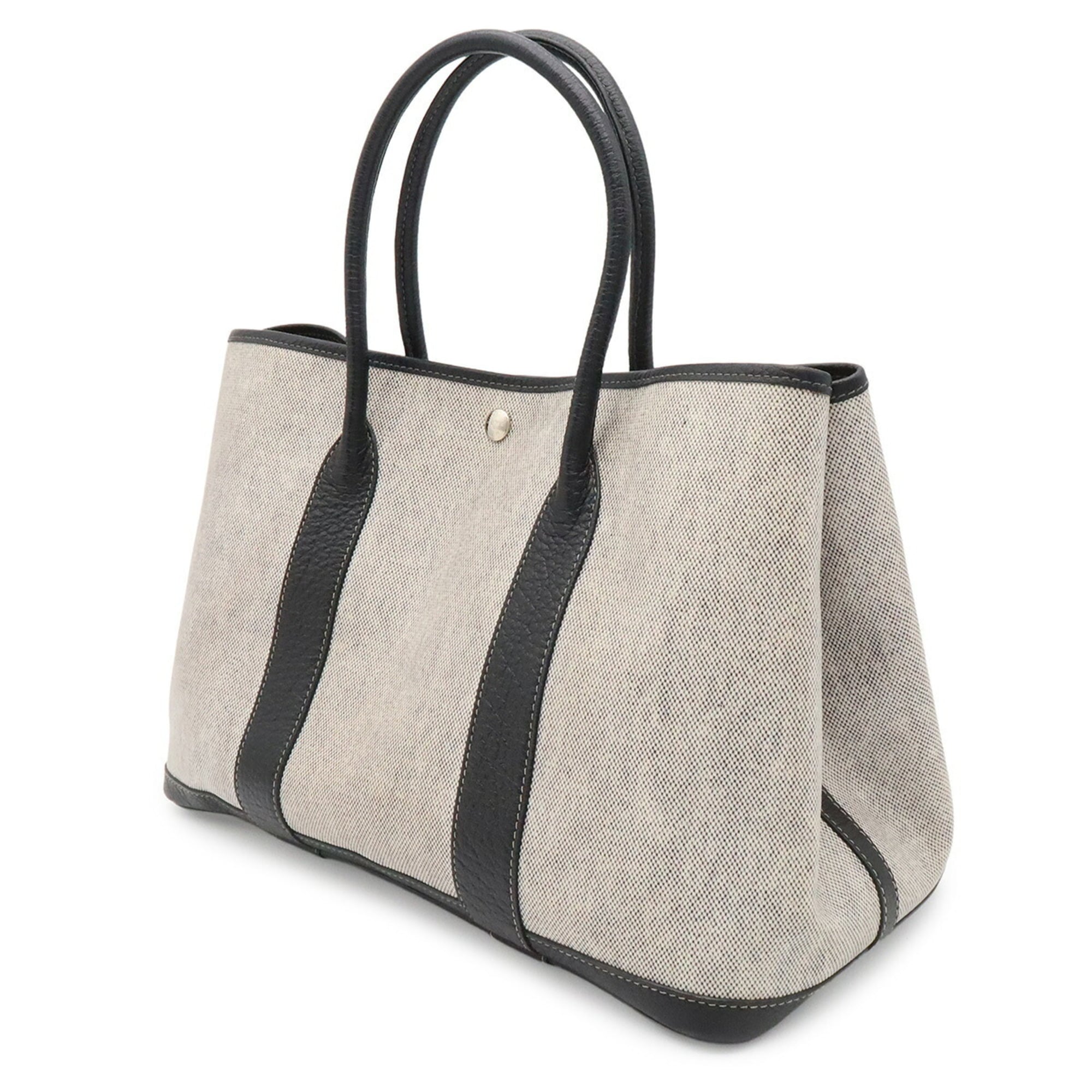 Hermes Black Gray Toile H Handbag Shoulder Bag Tote Bag (Pre-Owned)