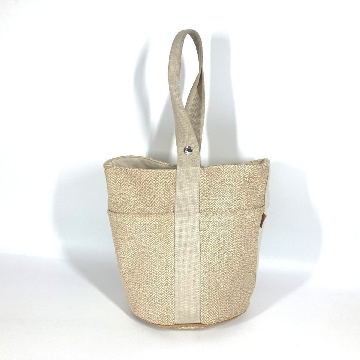 Hermes Beige Canvas Handbag Tote Bag (Pre-Owned)