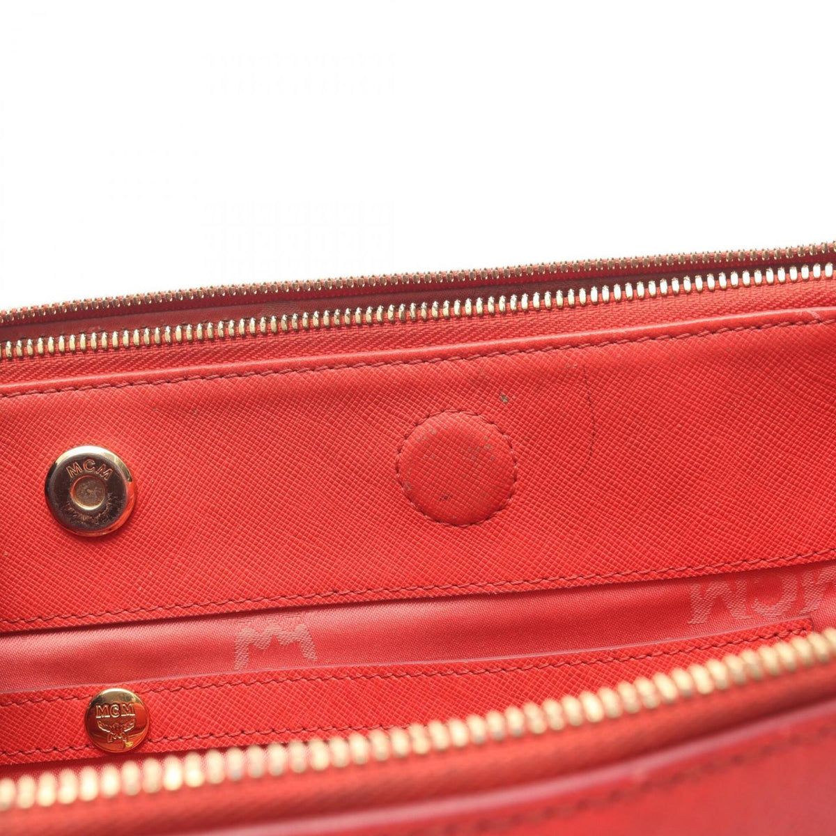 Mcm Red Color Leather Handbag Tote Bag (Pre-Owned)