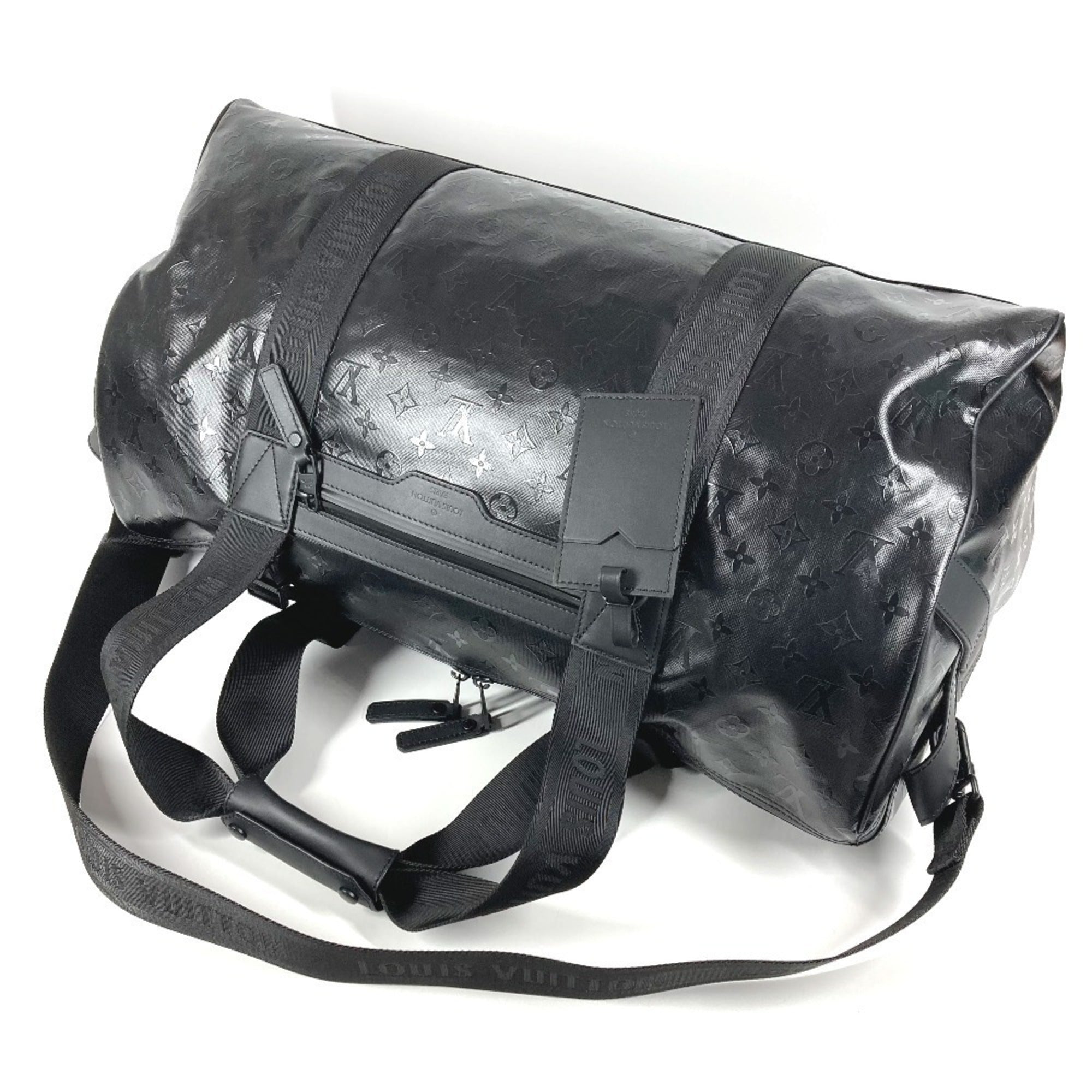Louis Vuitton Black Leather Canvas Boston Bag Shoulder Bag (Pre-Owned)