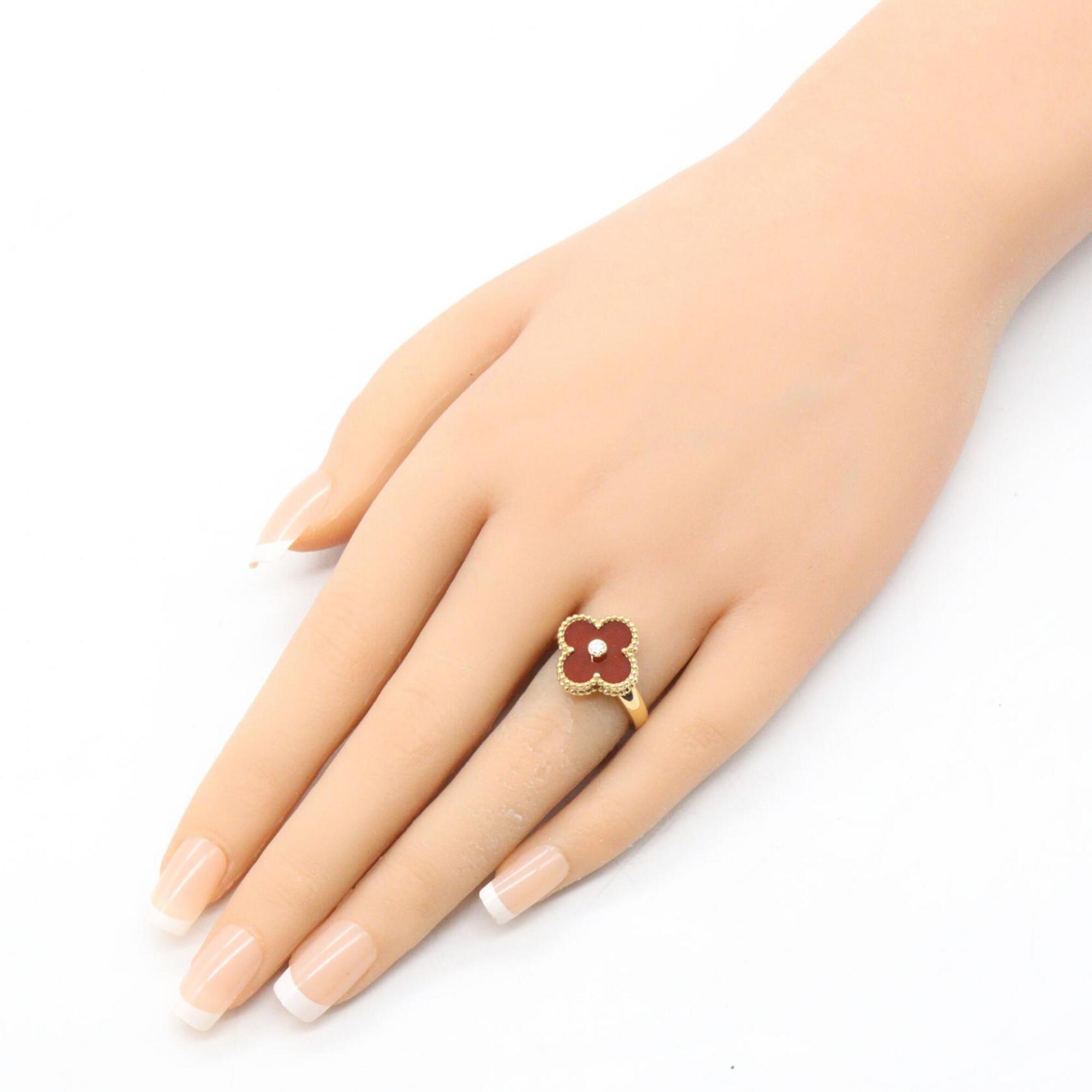 Van Cleef & Arpels Clear Red Color Yellow Gold Yellow Gold (18K) Band Ring (Pre-Owned)