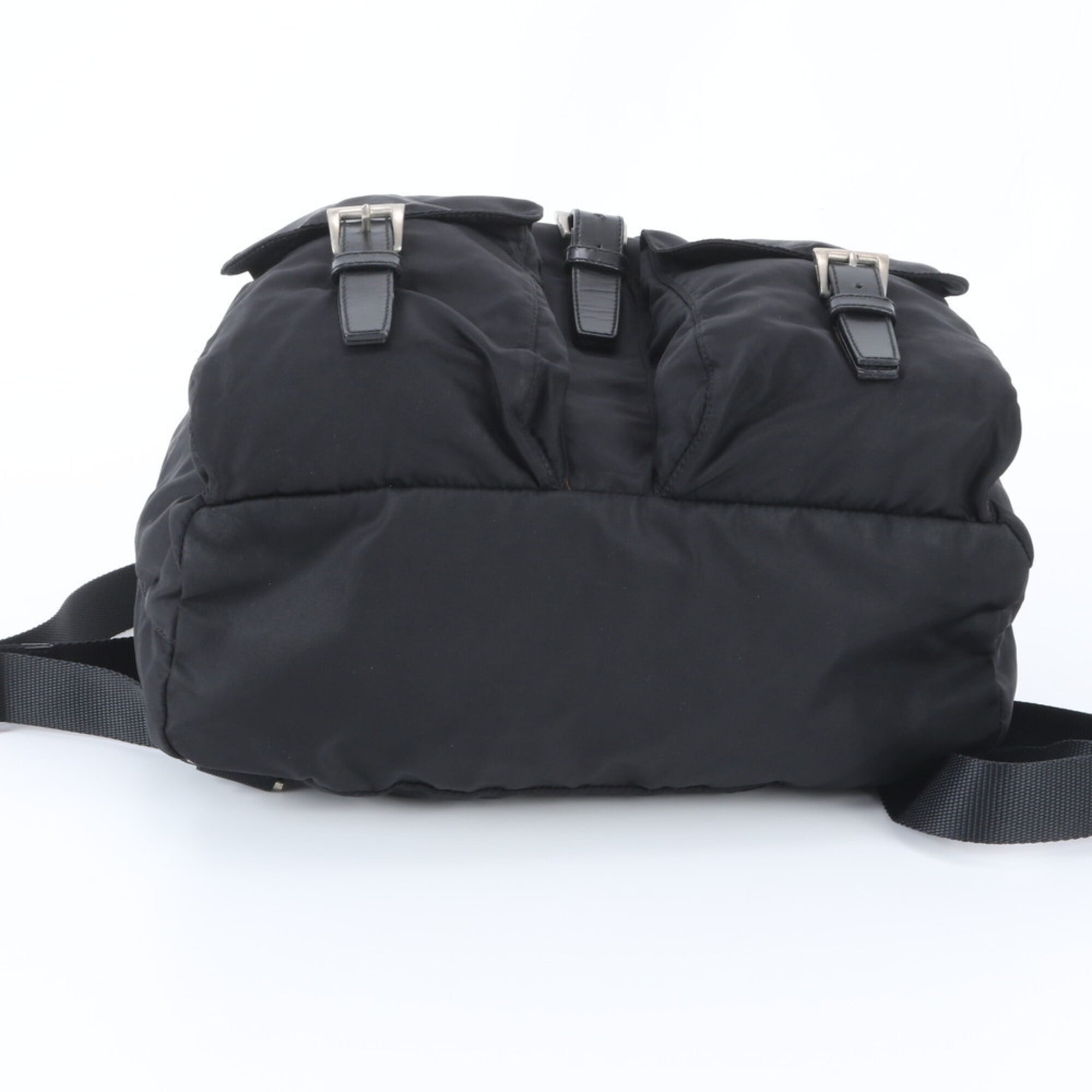 Prada Black Nylon Leather Backpack Handbag (Pre-Owned)