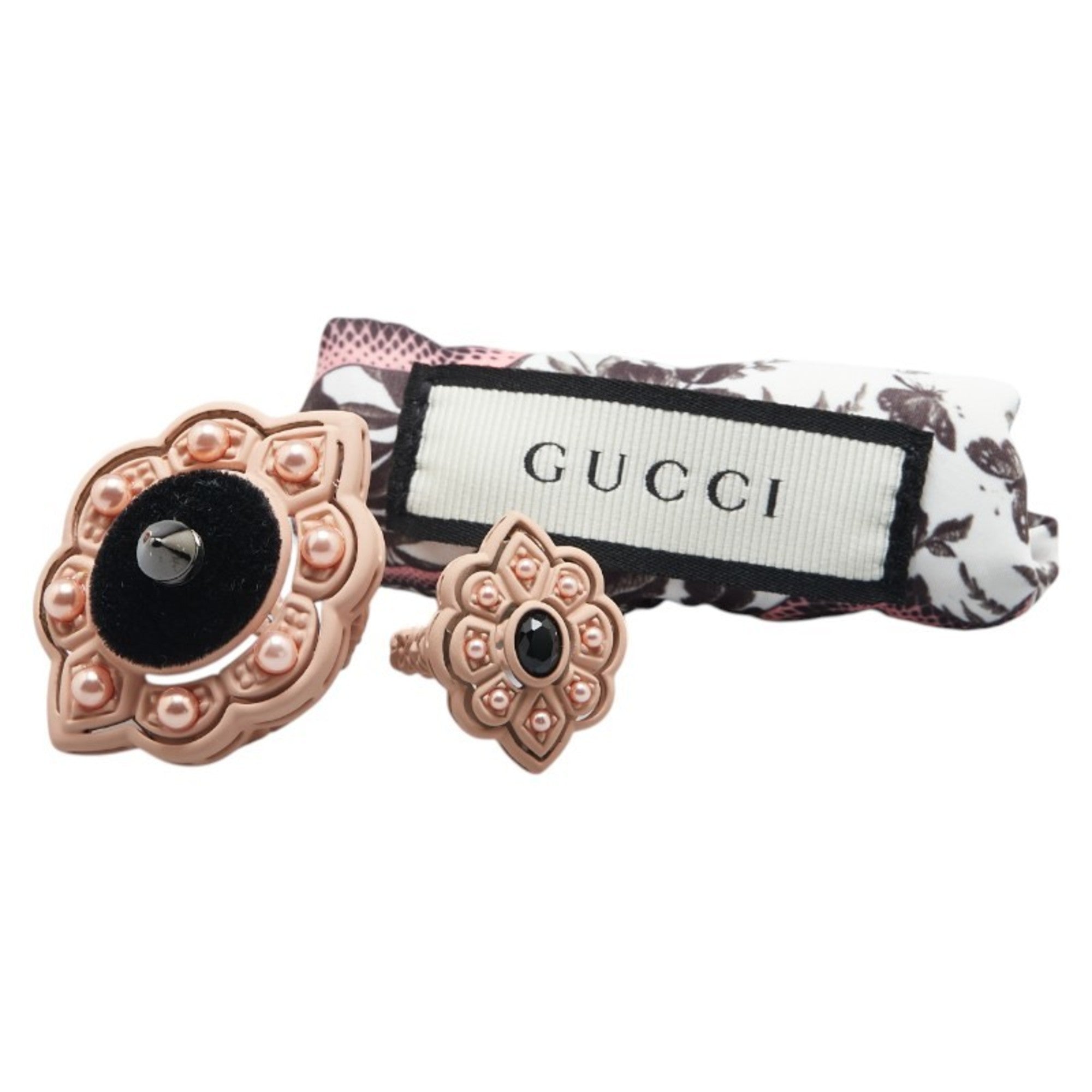Gucci Pink Artificial Pearl Plastic Band Ring (Pre-Owned)