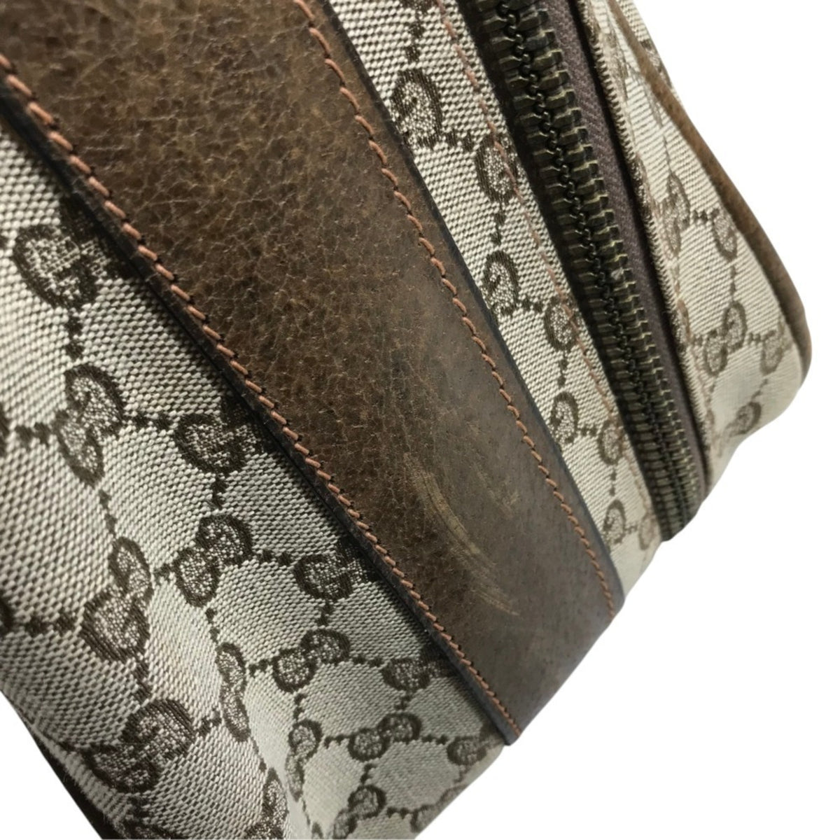 Gucci Beige Gg Supreme Leather Boston Bag (Pre-Owned)
