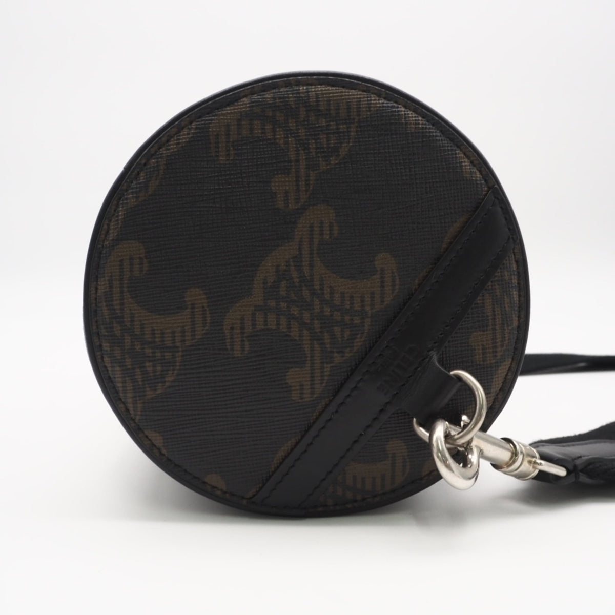 Celine Black Brown White Coated Canvas Leather Shoulder Bag (Pre-Owned)
