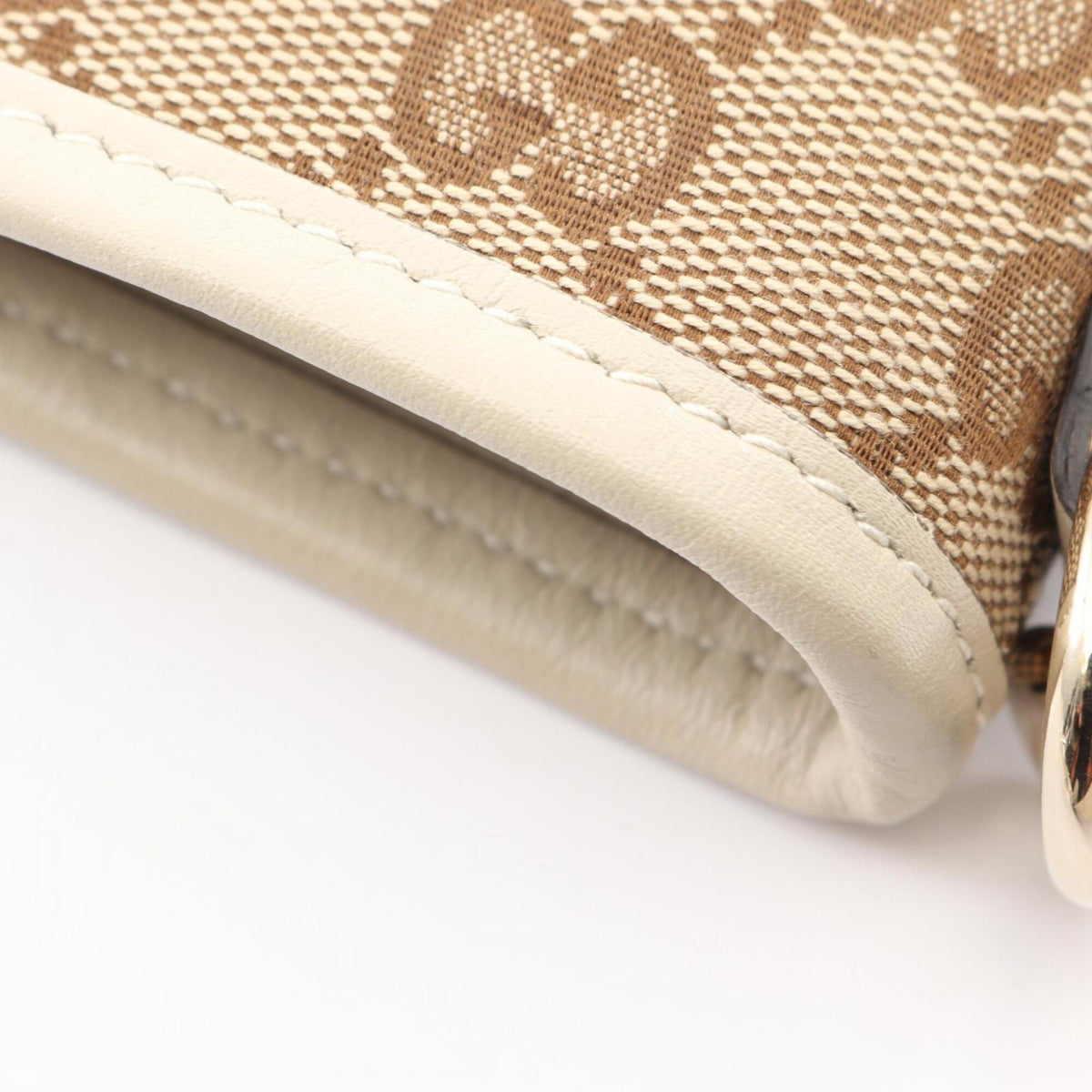 Gucci Beige Ivory Canvas Leather Handbag Shoulder Bag (Pre-Owned)